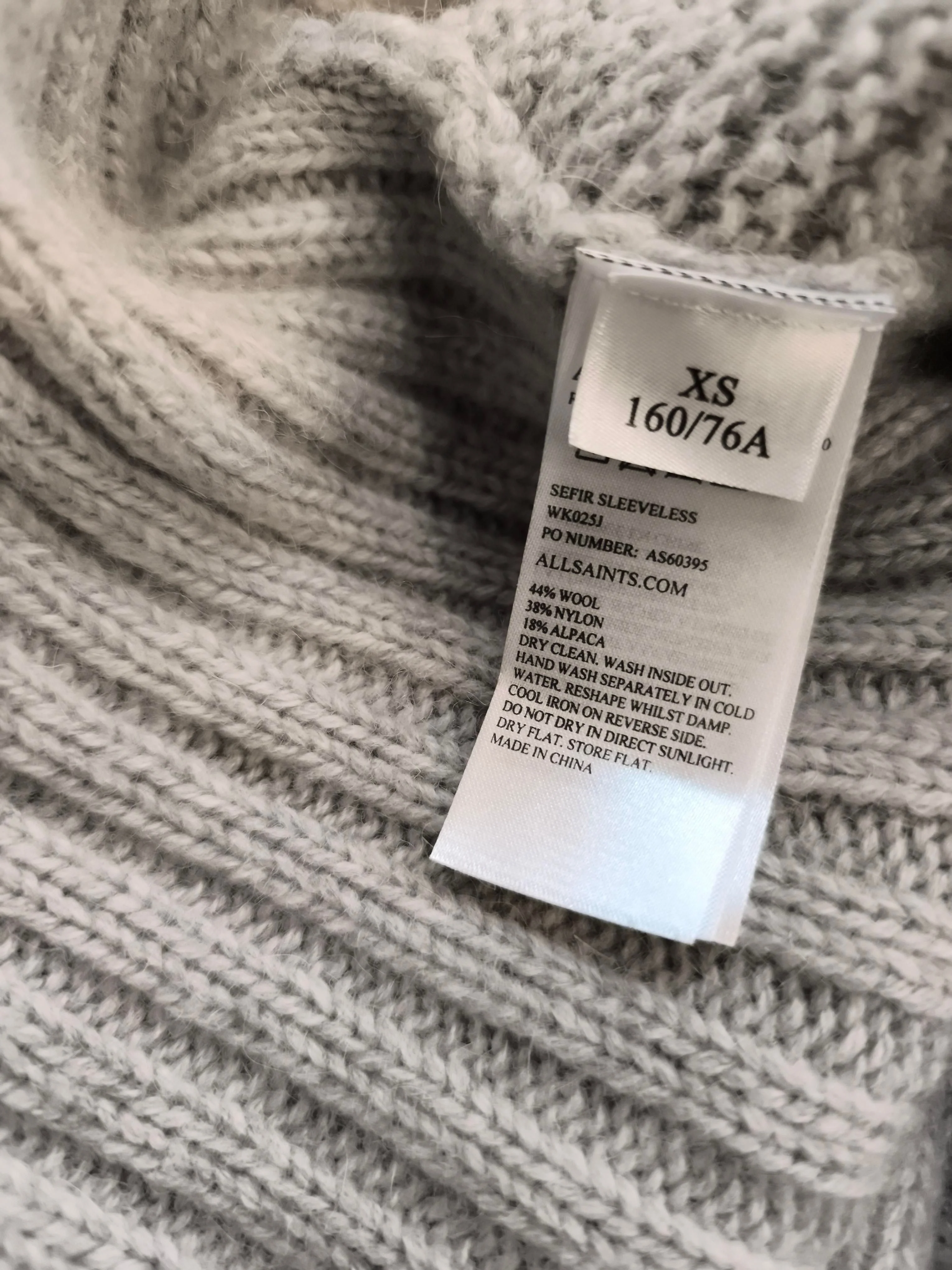 AllSaints Women's Cardigan XS Grey Wool with Nylon, Other Roll Neck Cardigan - Image 6