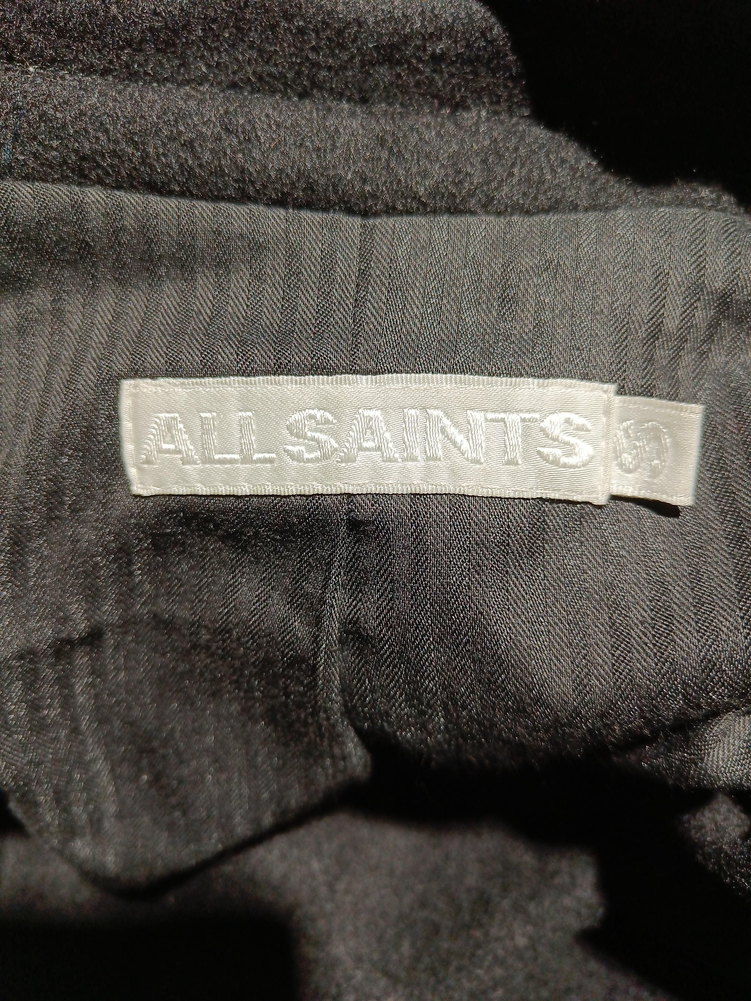 AllSaints Women's Coat S Black 100% Wool Overcoat - Image 5
