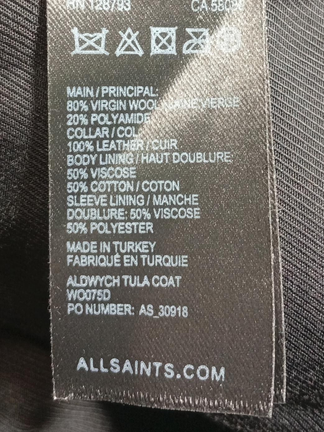 AllSaints Women's Coat UK 10 Grey Wool - Image 6