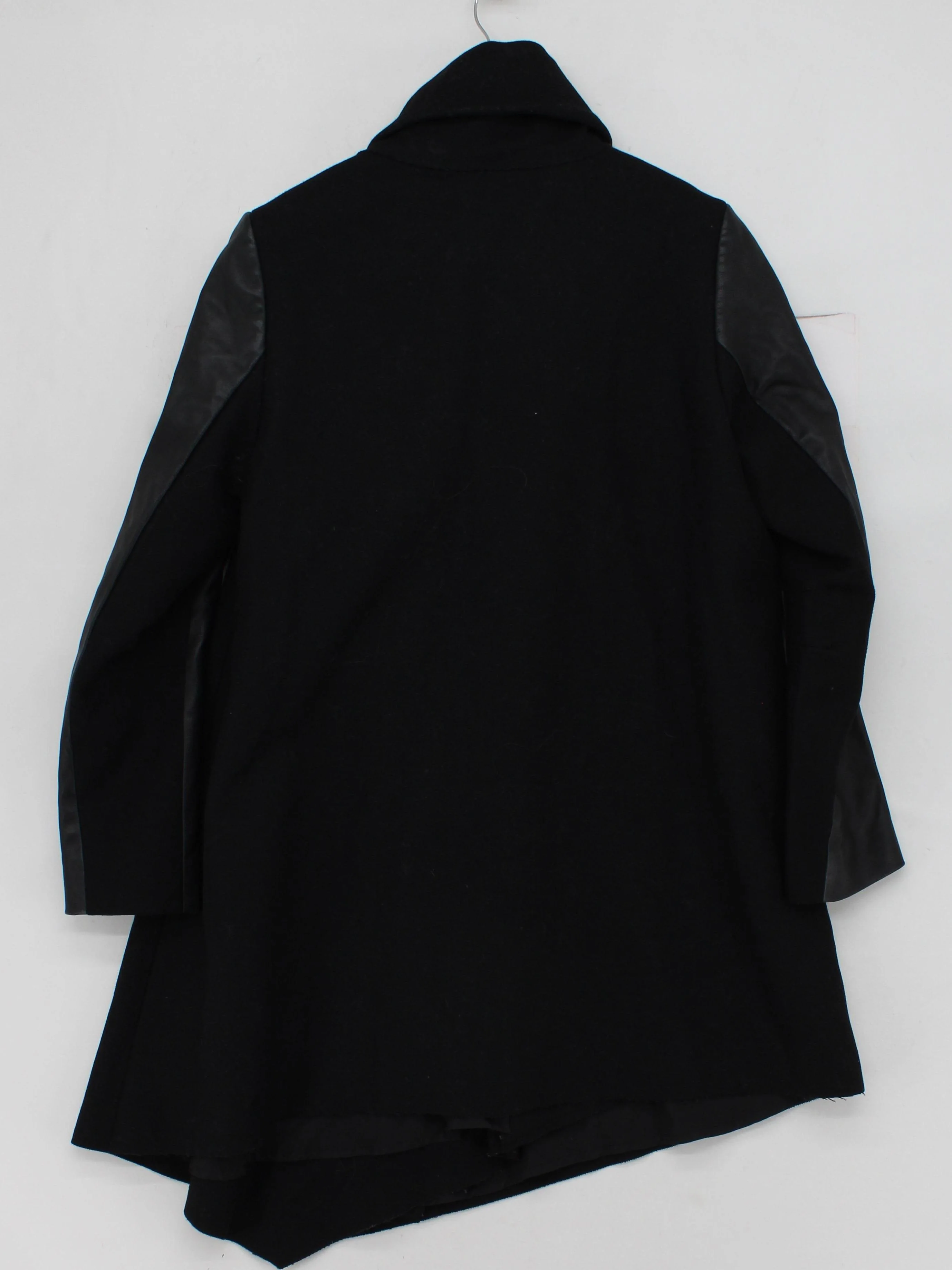 AllSaints Women's Coat UK 14 Black Wool with Polyamide, Leather Overcoat - Image 2