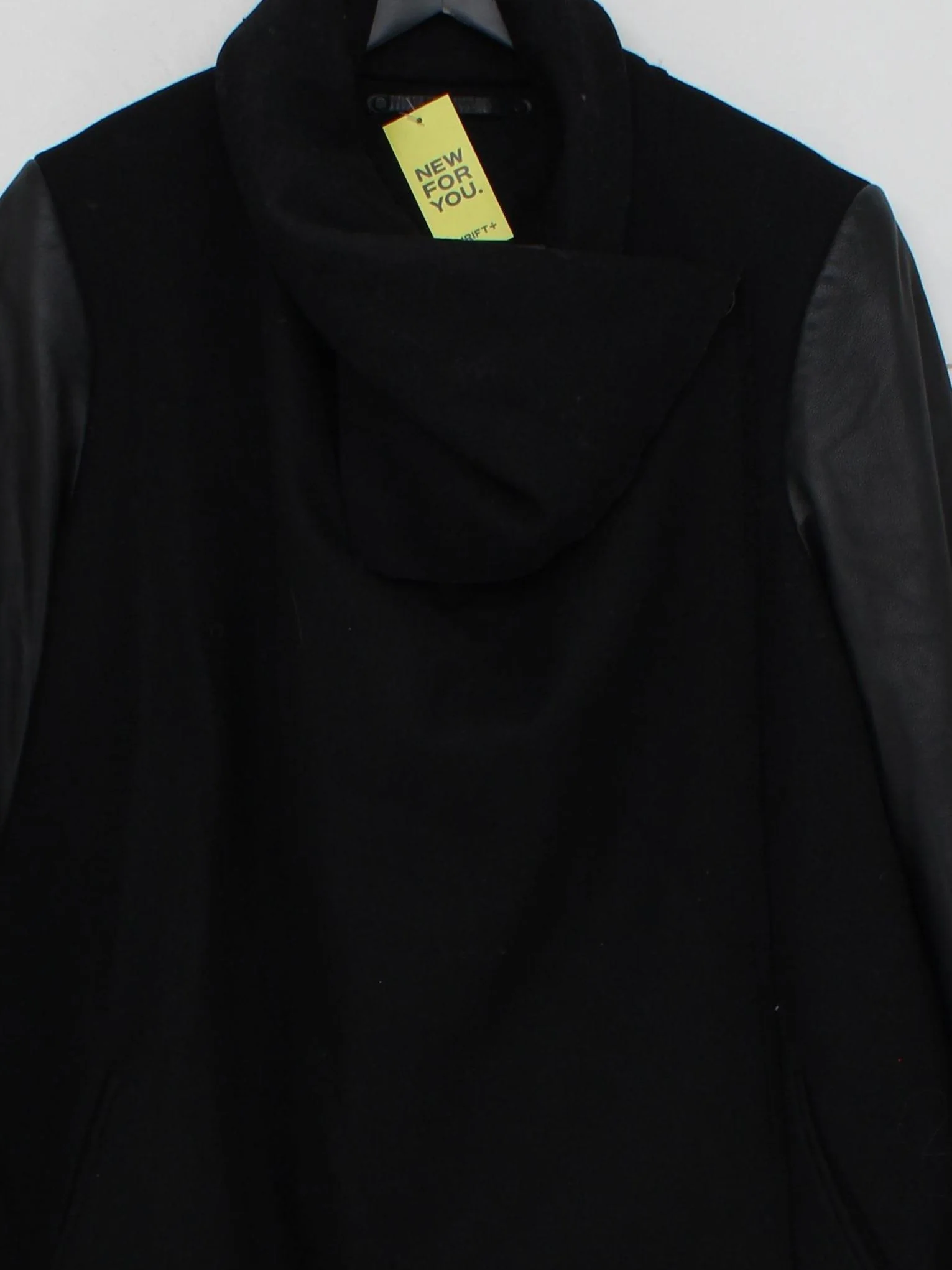 AllSaints Women's Coat UK 14 Black Wool with Polyamide, Leather Overcoat - Image 3