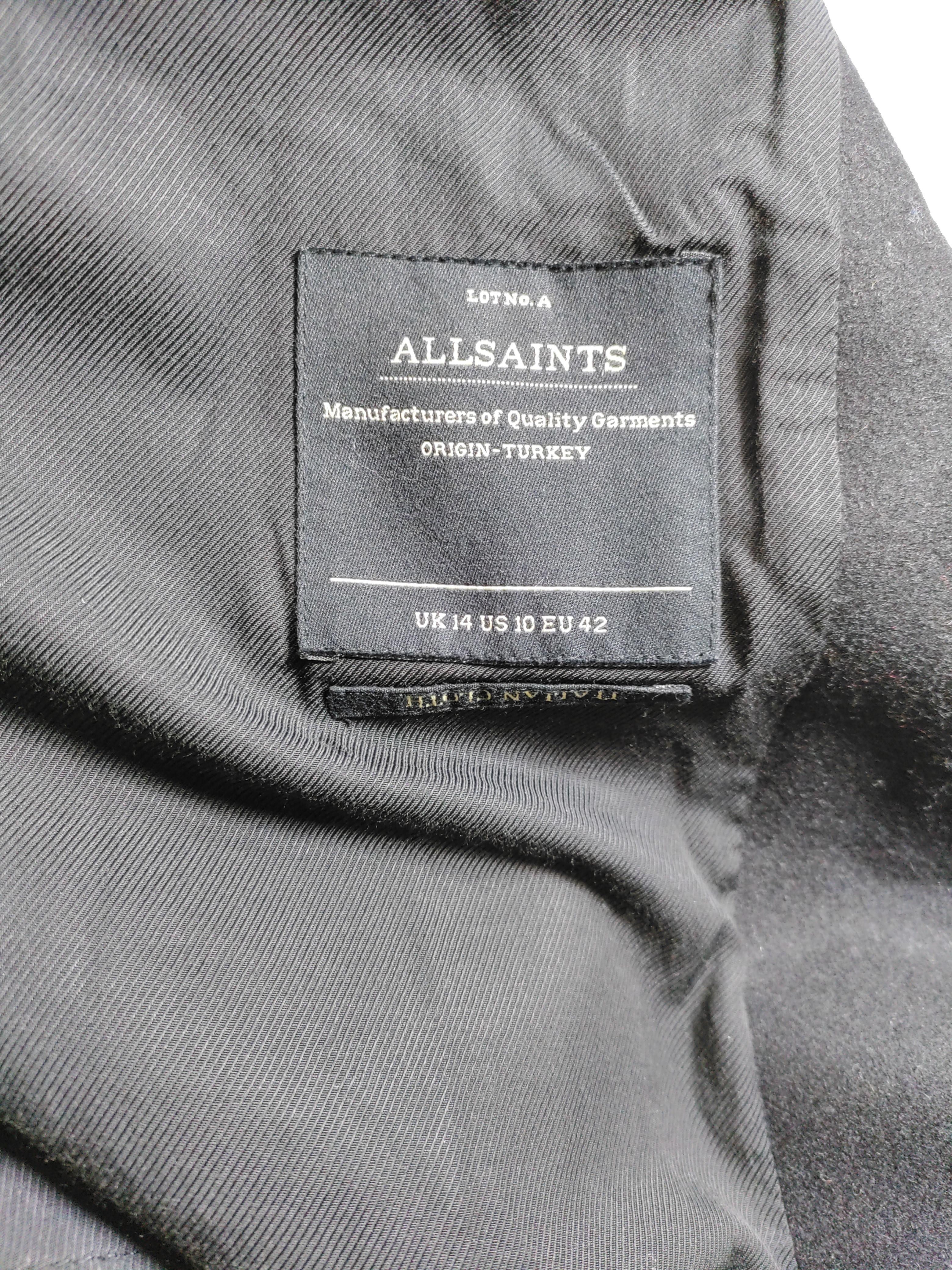 AllSaints Women's Coat UK 14 Black Wool with Polyamide, Leather Overcoat - Image 5