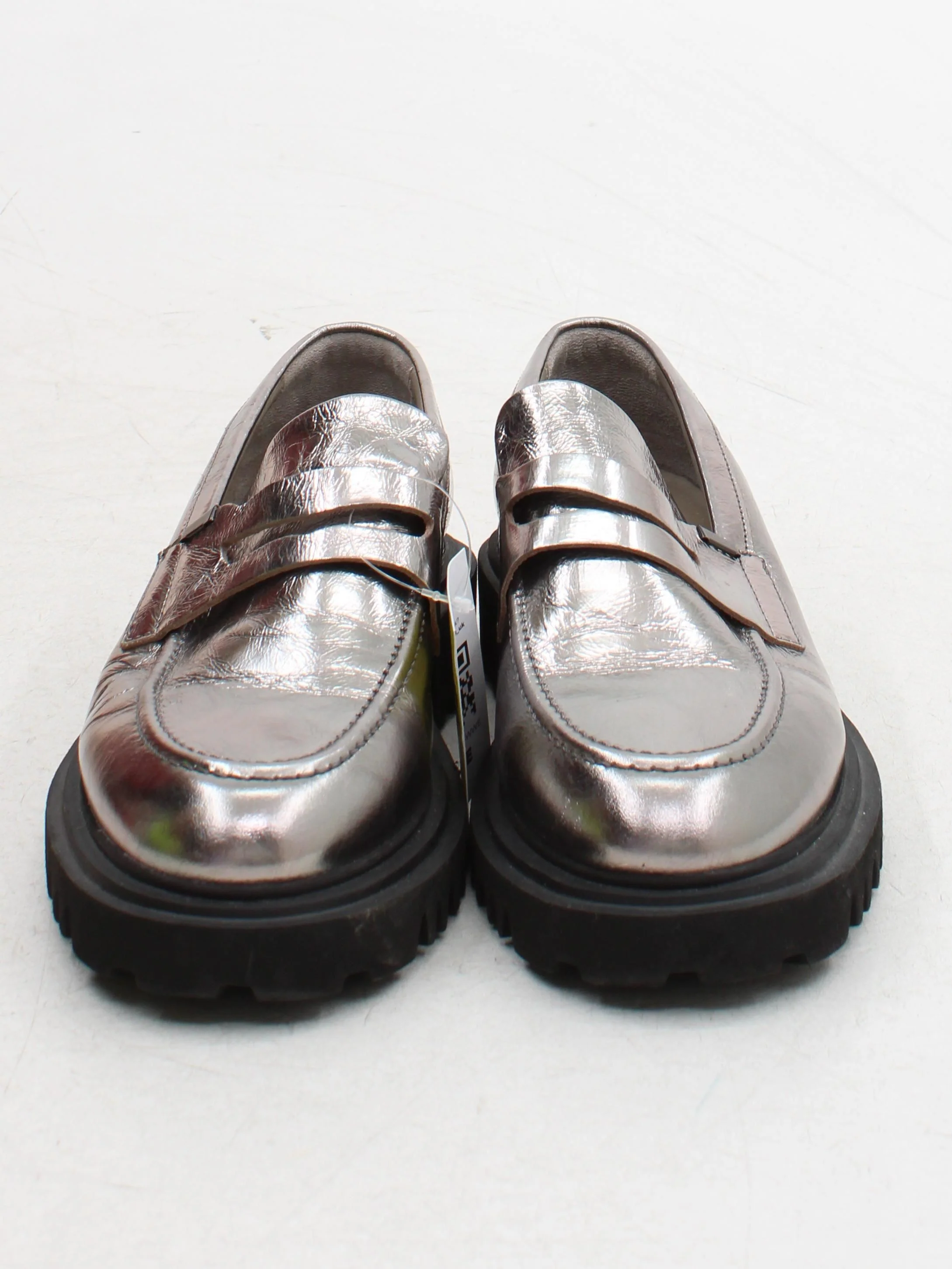AllSaints Women's Flat Shoes UK 7 Silver 100% Leather Loafer - Image 2