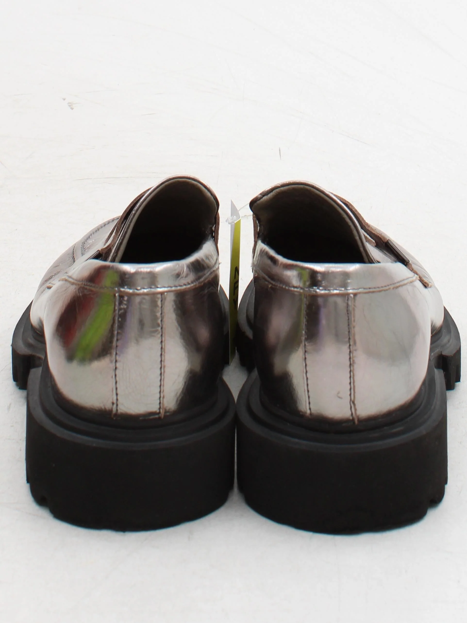 AllSaints Women's Flat Shoes UK 7 Silver 100% Leather Loafer - Image 3