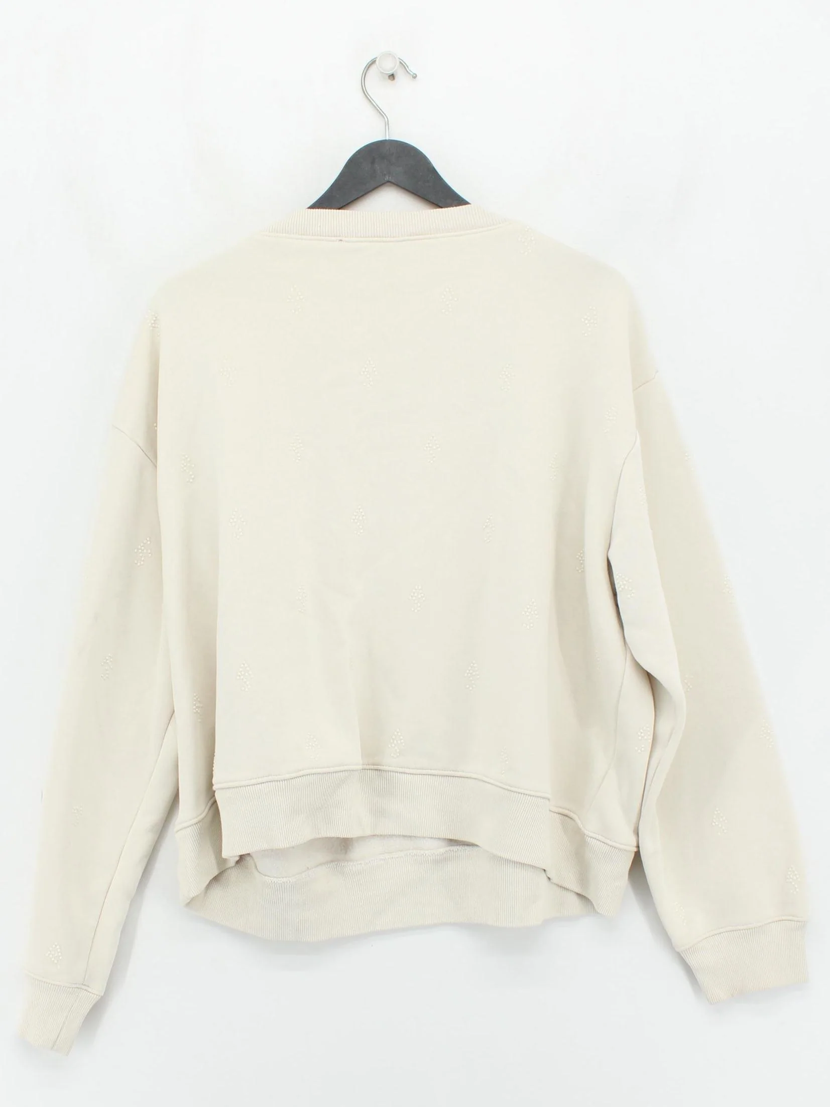 AllSaints Women's Hoodie L Cream Cotton with Polyester Pullover - Image 2