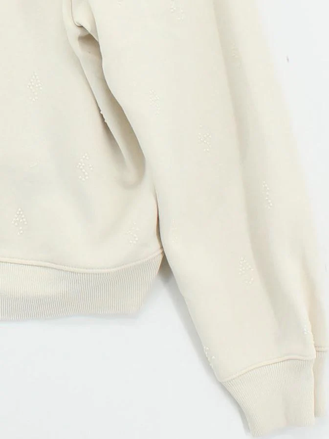 AllSaints Women's Hoodie L Cream Cotton with Polyester Pullover - Image 4