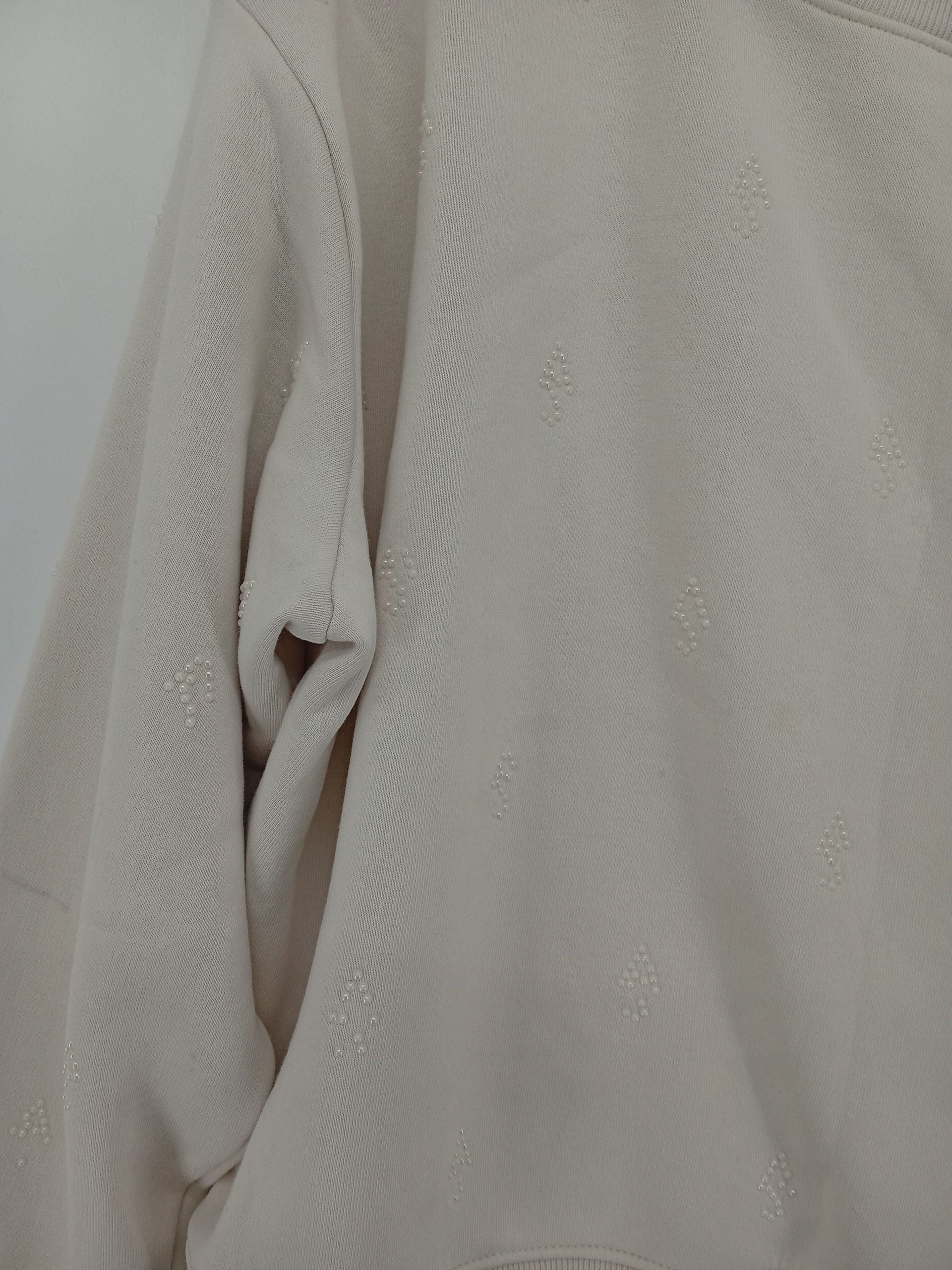 AllSaints Women's Hoodie L Cream Cotton with Polyester Pullover - Image 5
