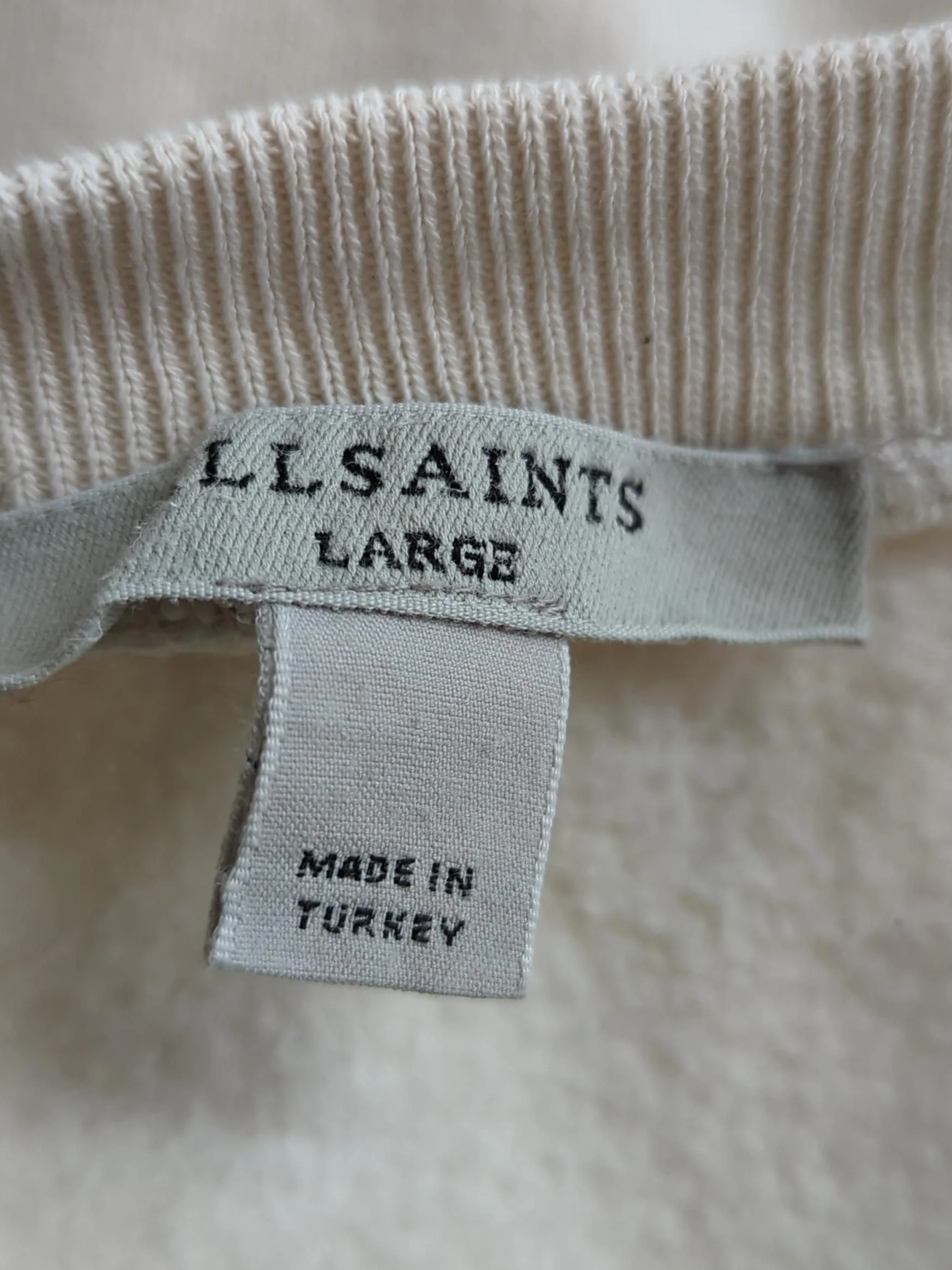AllSaints Women's Hoodie L Cream Cotton with Polyester Pullover - Image 6