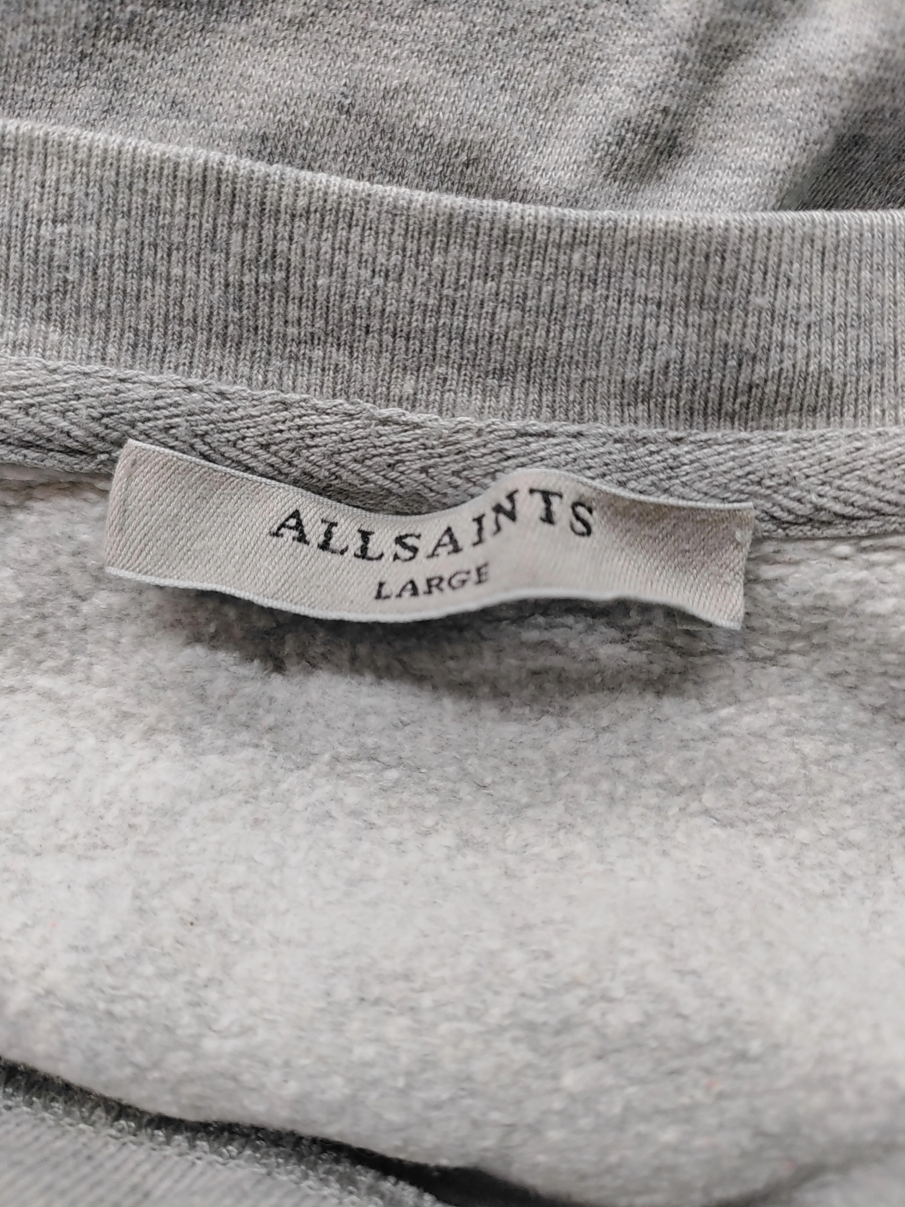 AllSaints Women's Hoodie L Grey 100% Cotton Pullover - Image 5