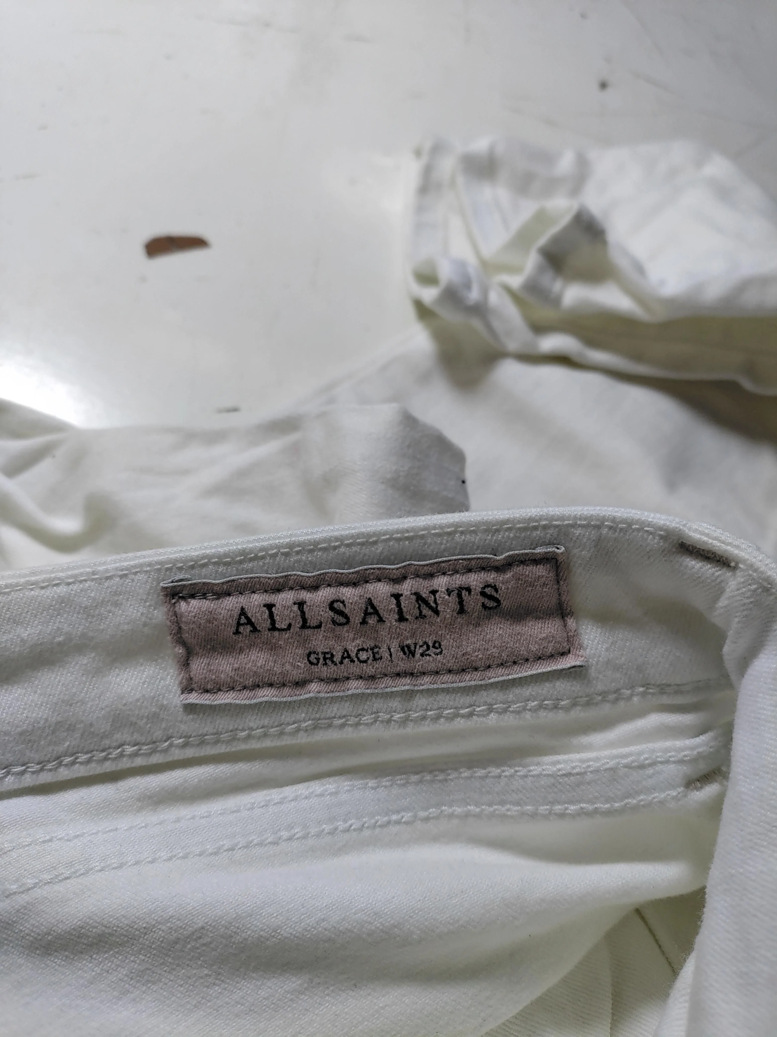 AllSaints Women's Jeans W 29 in White Cotton with Polyester, Elastane Skinny - Image 5