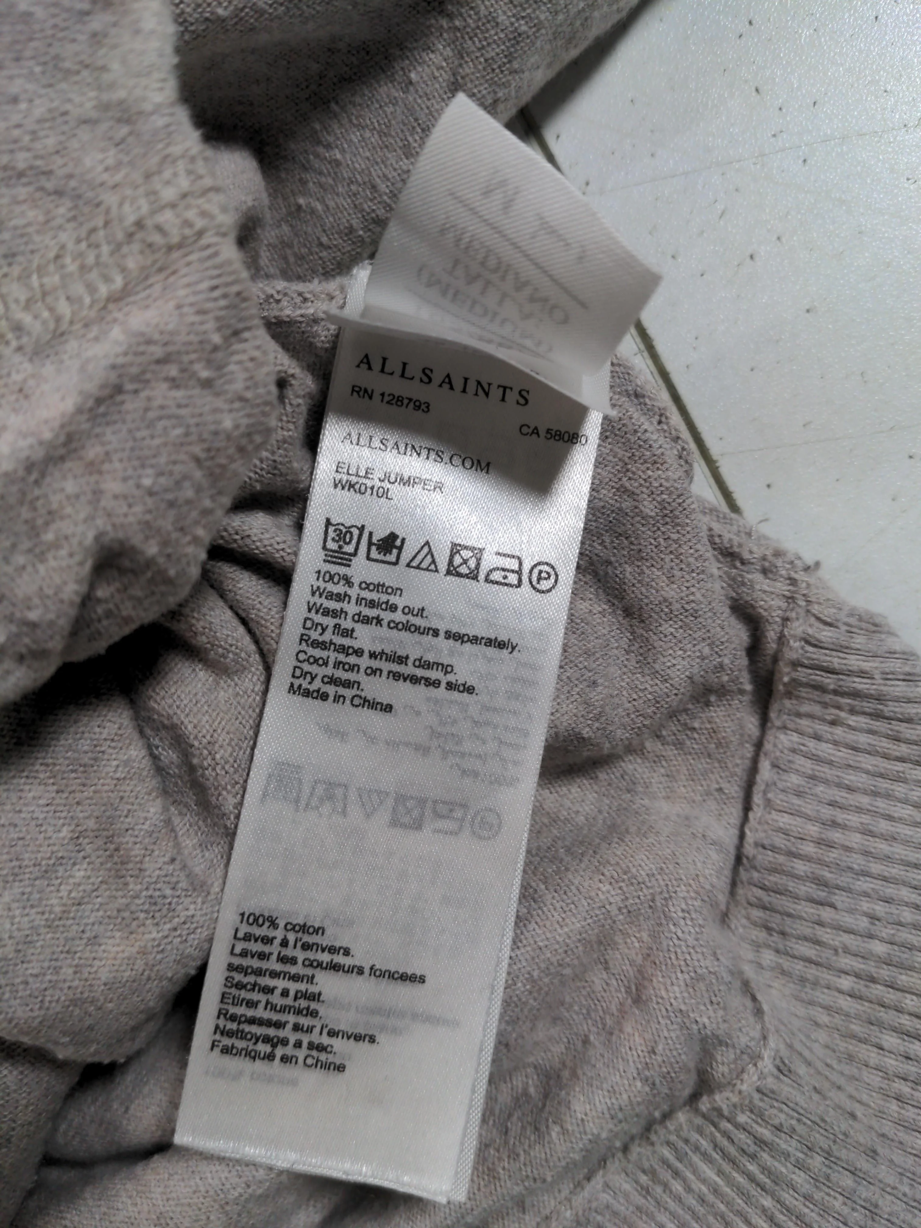 AllSaints Women's Jumper M Tan 100% Cotton Crew Neck Pullover - Image 6