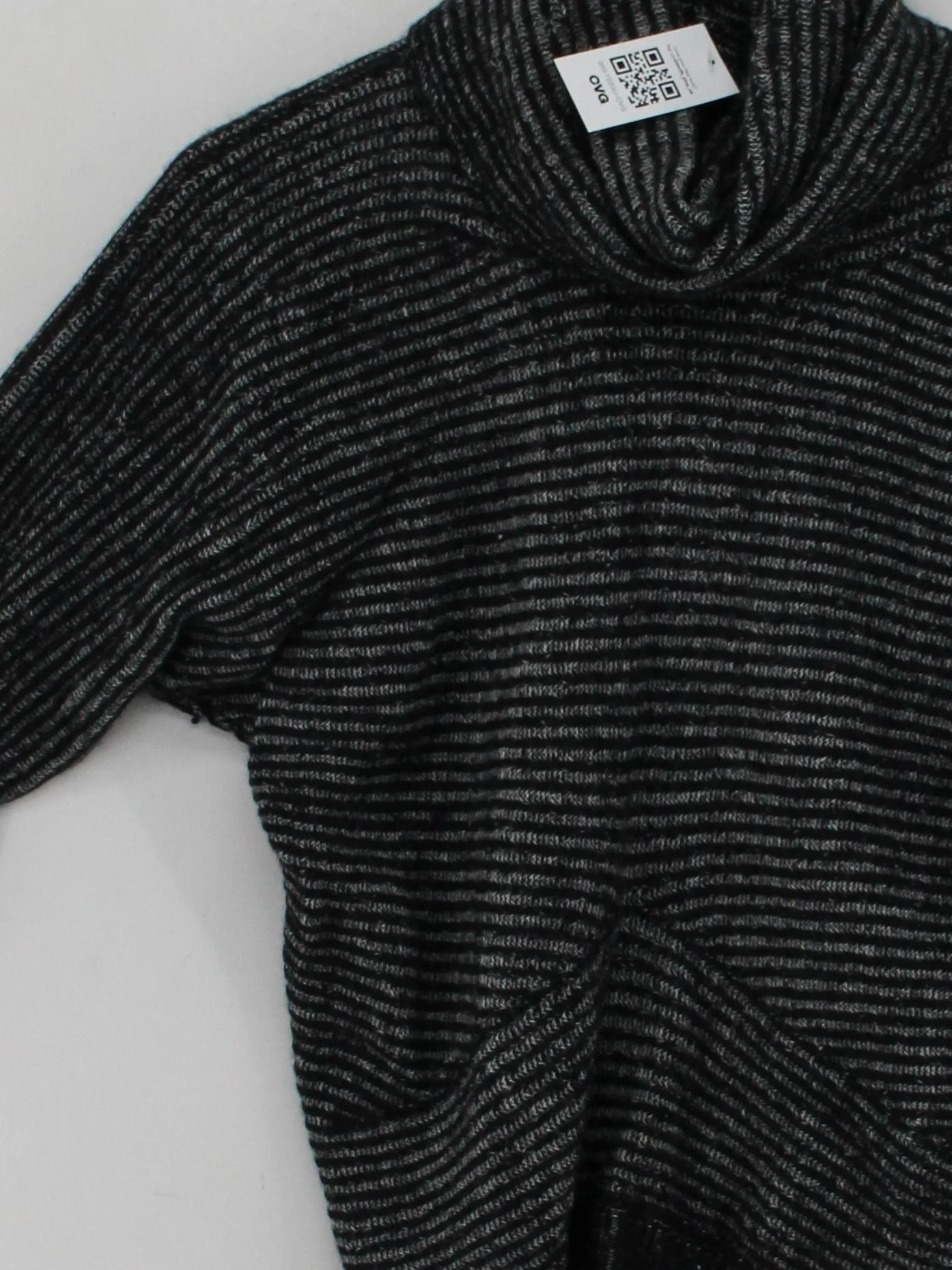 AllSaints Women's Jumper S Grey Striped Wool with Nylon Roll Neck Pullover - Image 3
