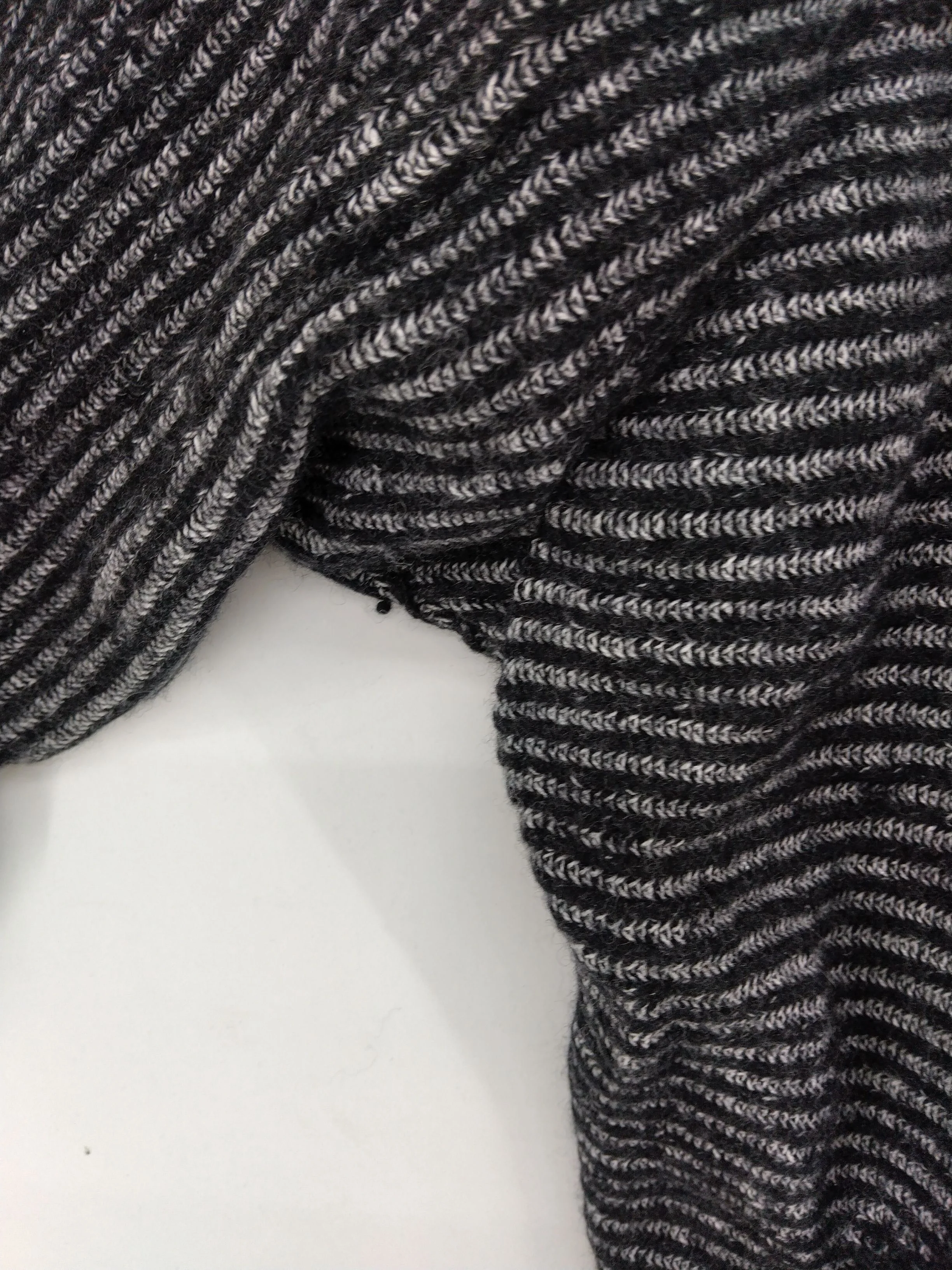 AllSaints Women's Jumper S Grey Striped Wool with Nylon Roll Neck Pullover - Image 5