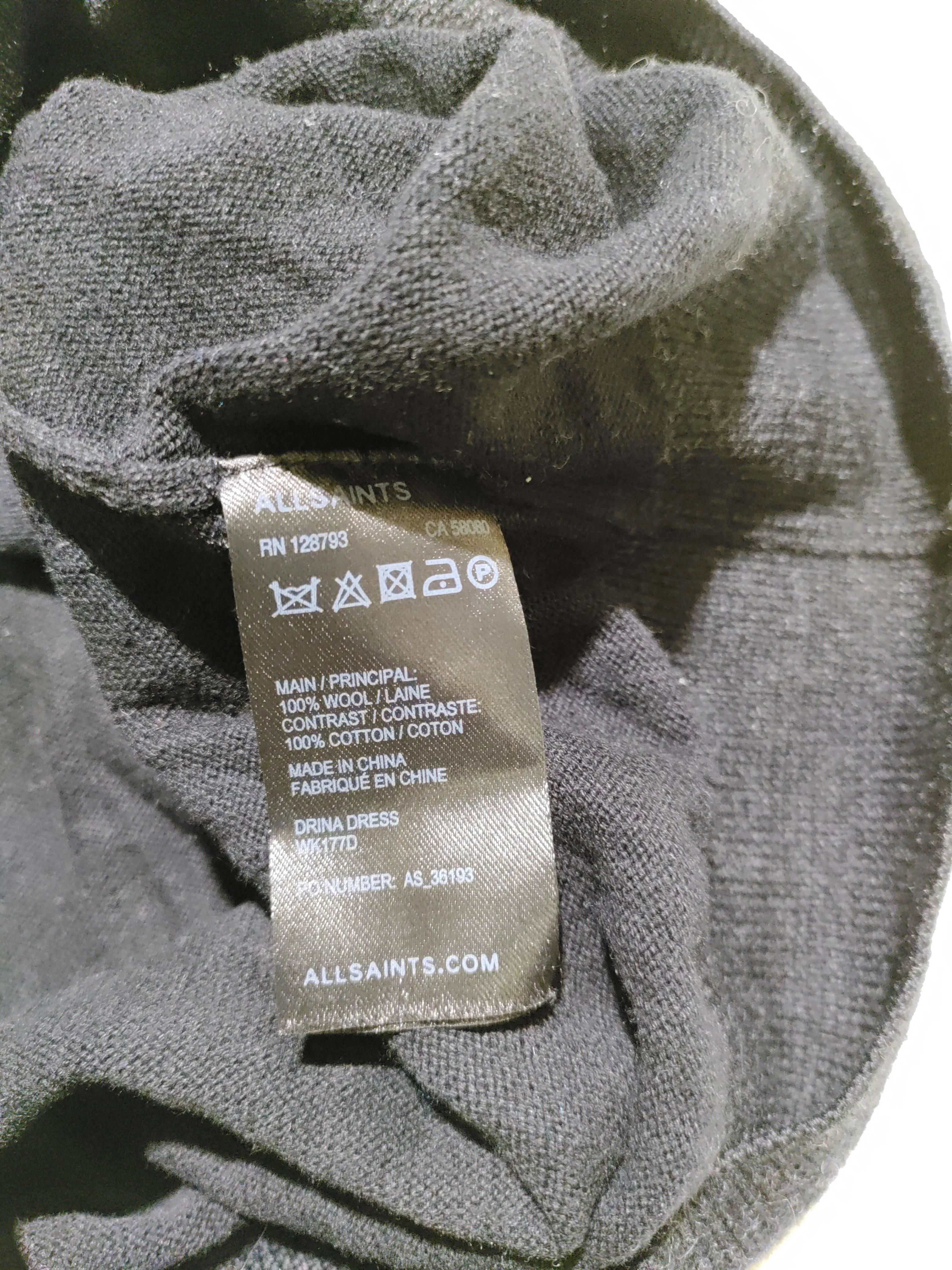 AllSaints Women's Jumper UK 10 Black Wool with Cotton V-Neck Pullover - Image 6