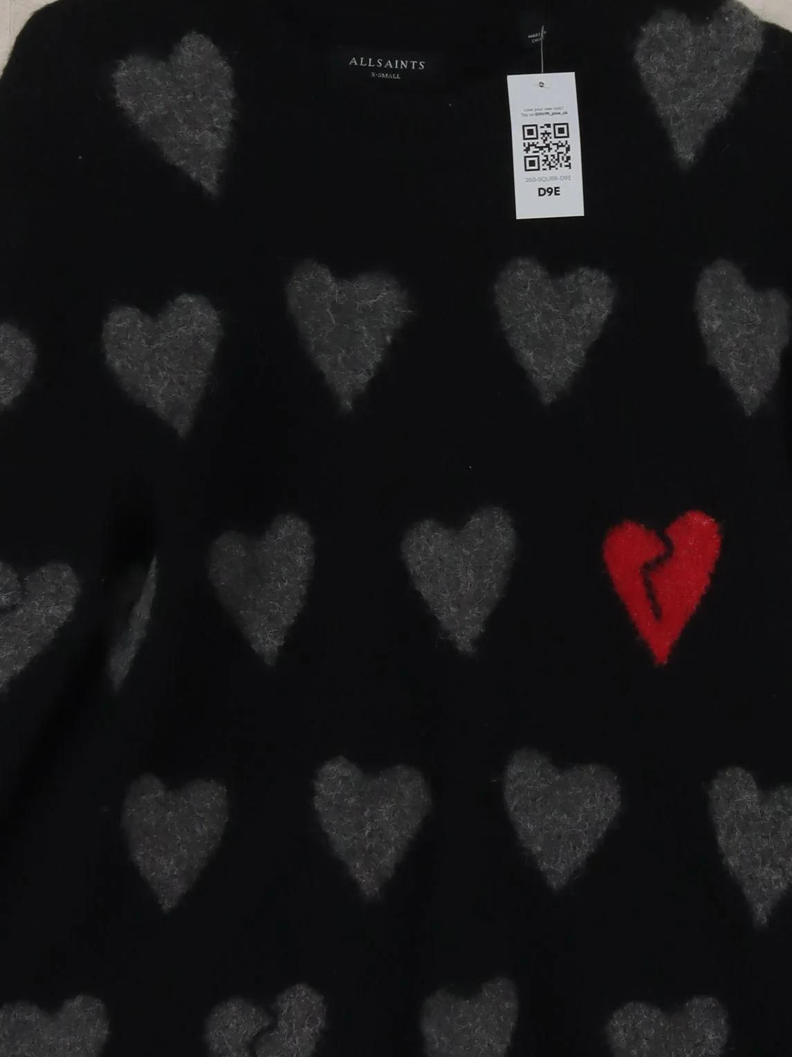 AllSaints Women's Jumper XS Black Graphic 100% Other Round Neck Pullover - Image 3