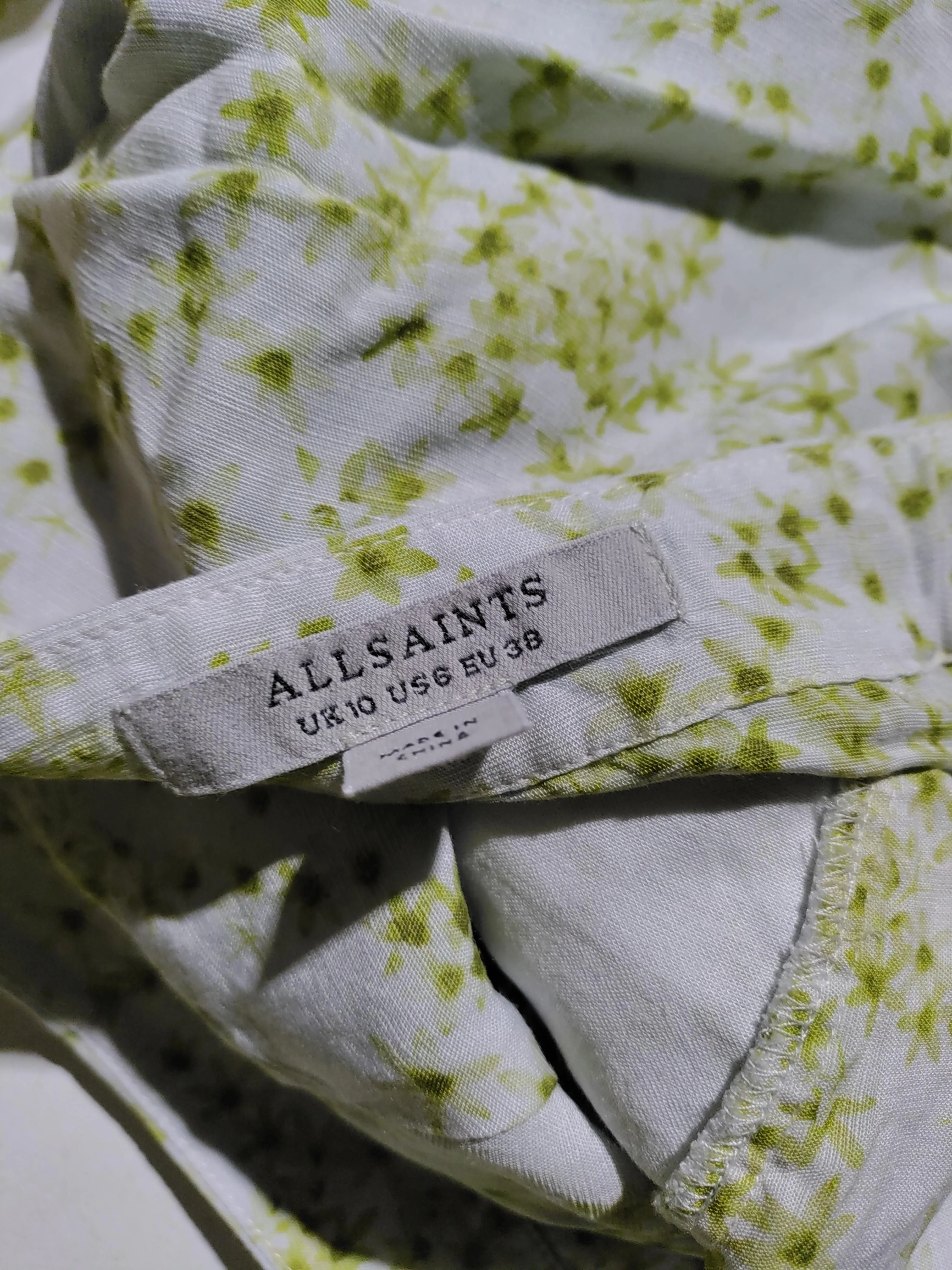 AllSaints Women's Mini Skirt UK 10 White Floral Viscose with Linen Short Mini - Image 5