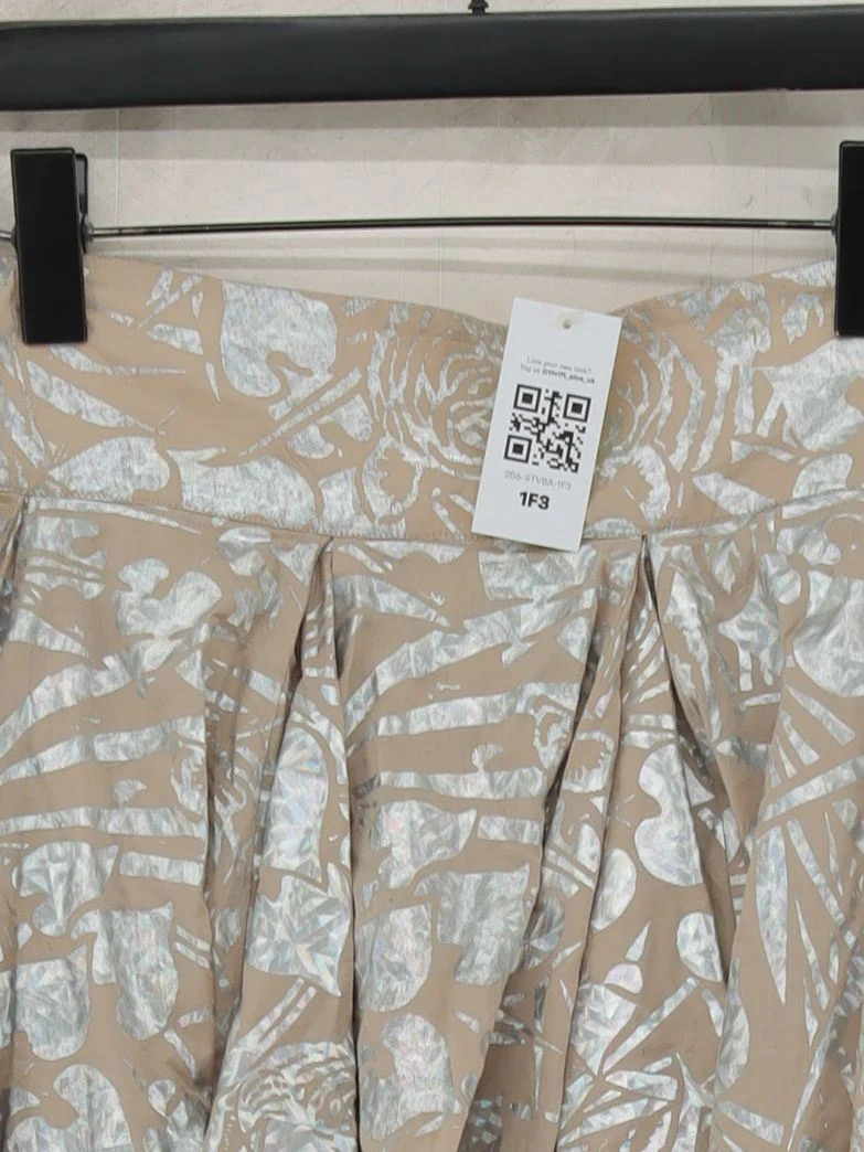 AllSaints Women's Mini Skirt UK 14 Tan Floral 100% Cotton Short Mini - Image 3