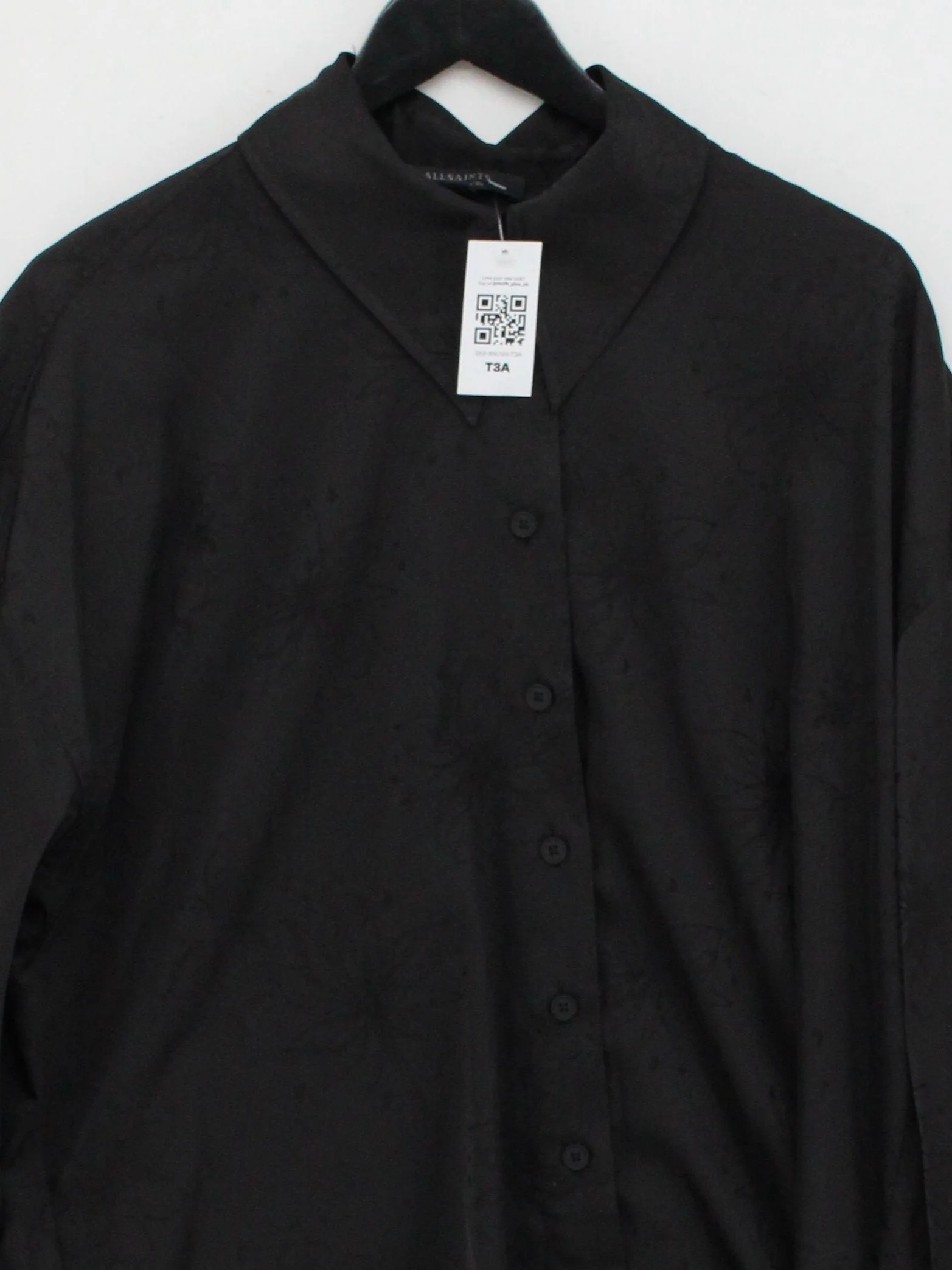 AllSaints Women's Shirt UK 10 Black Polyester with Elastane Basic - Image 3