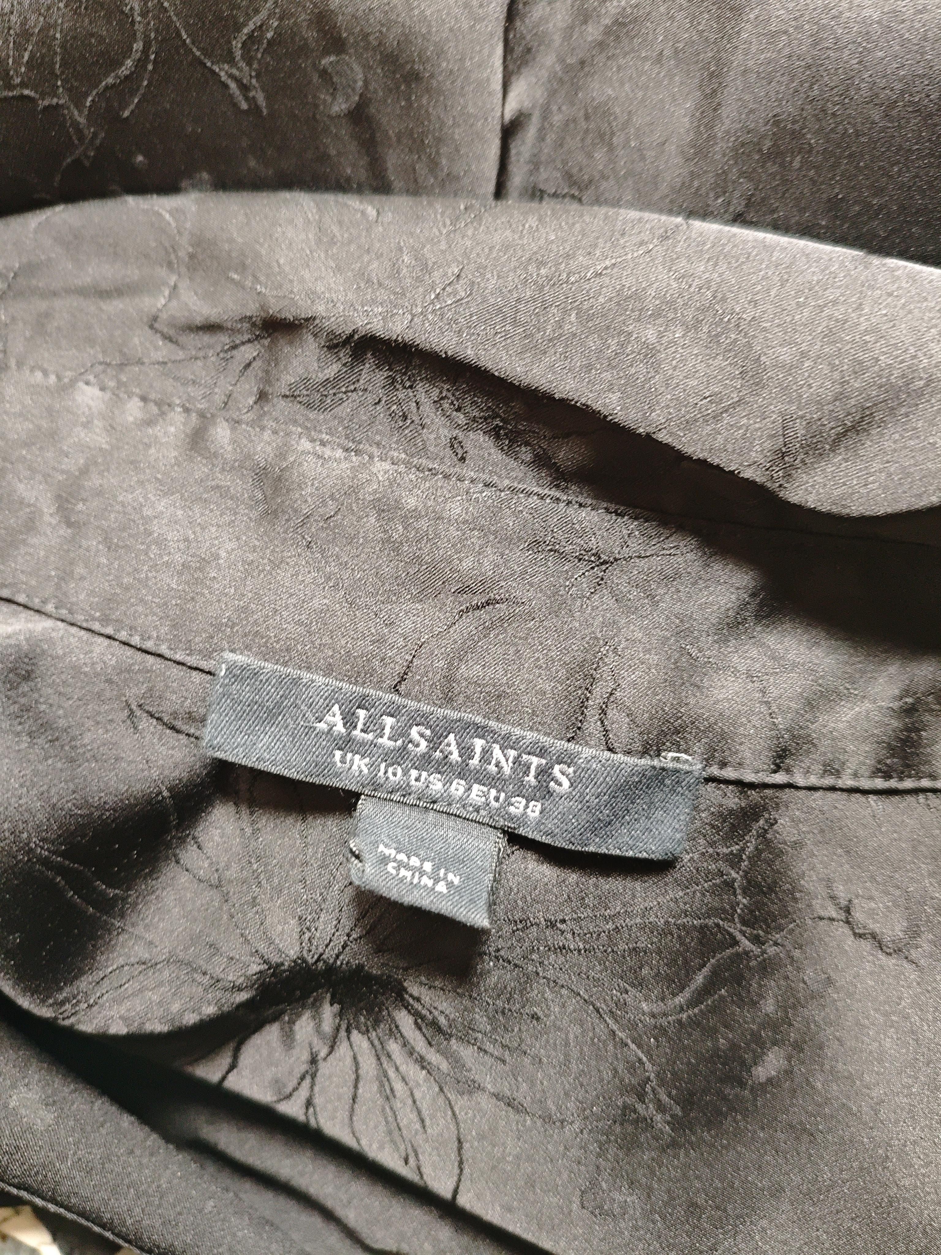 AllSaints Women's Shirt UK 10 Black Polyester with Elastane Basic - Image 5