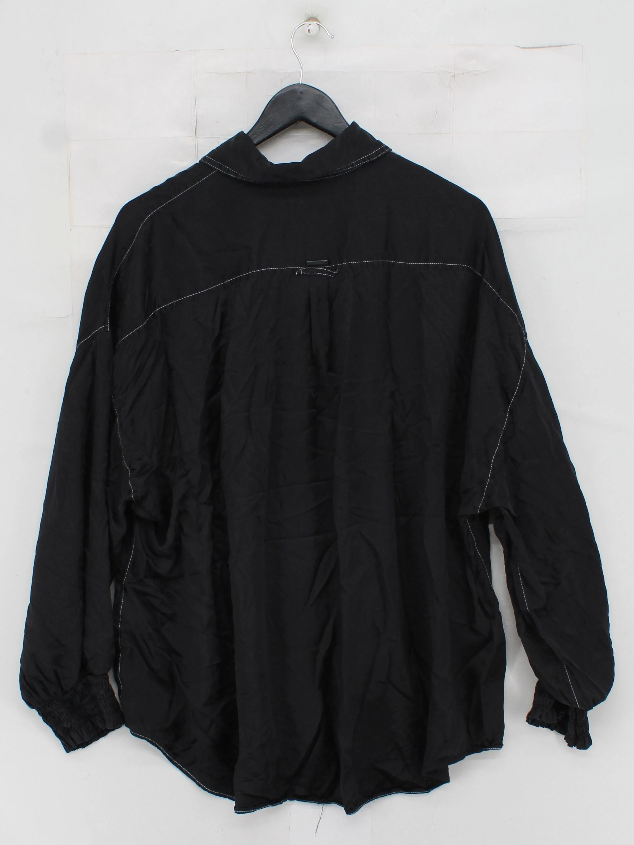 AllSaints Women's Shirt UK 16 Black Viscose with Silk Long Sleeve Collared Basic - Image 2