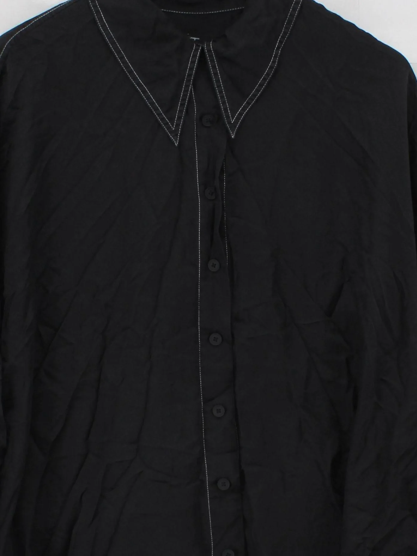 AllSaints Women's Shirt UK 16 Black Viscose with Silk Long Sleeve Collared Basic - Image 3