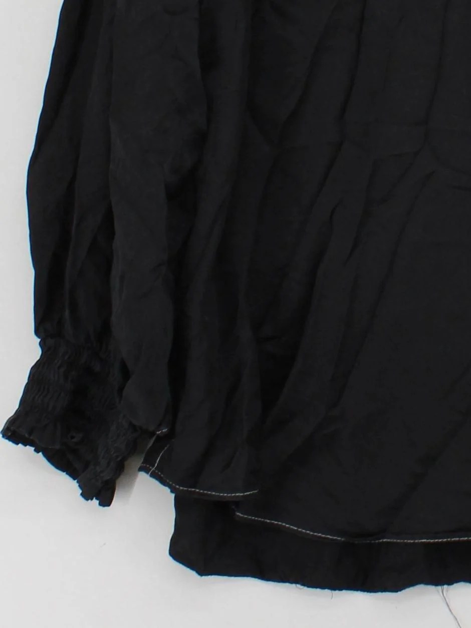 AllSaints Women's Shirt UK 16 Black Viscose with Silk Long Sleeve Collared Basic - Image 4
