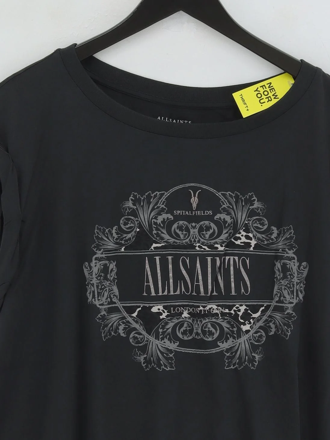 AllSaints Women's T-Shirt L Black 100% Cotton Basic New with tags - Image 3