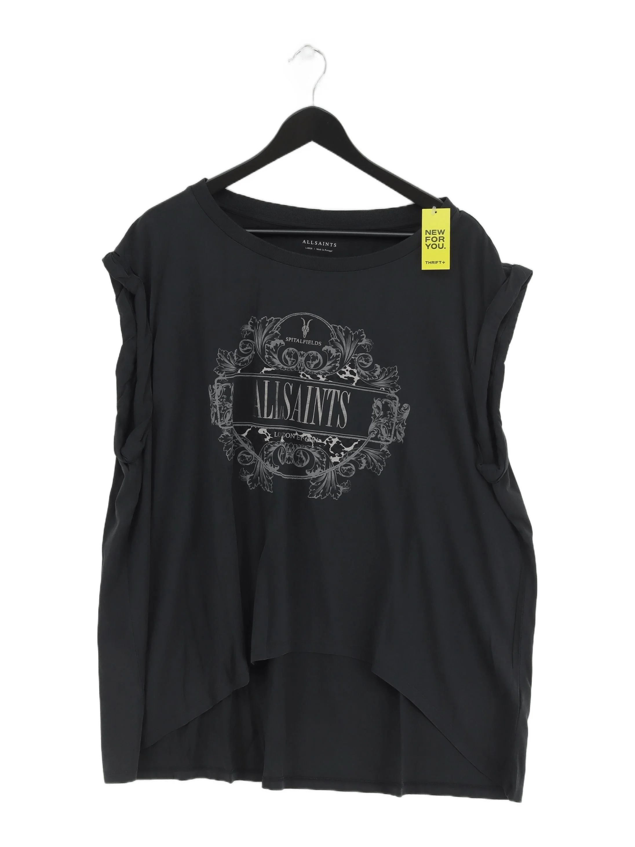 AllSaints Women's T-Shirt L Black 100% Cotton Basic New with tags