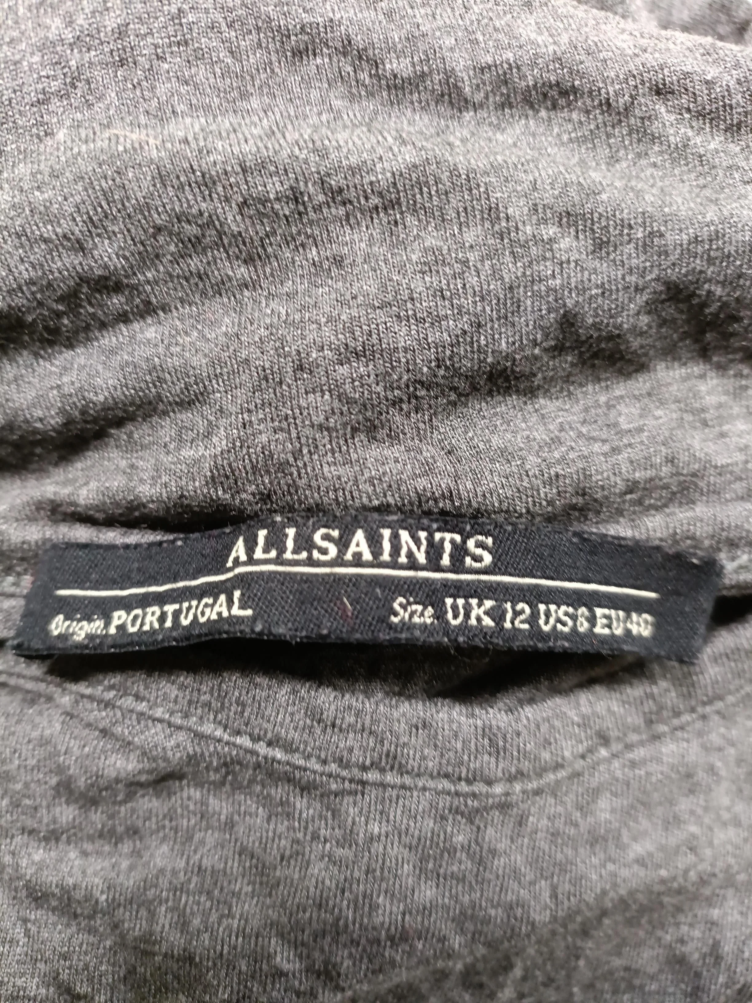 AllSaints Women's T-Shirt L Grey 100% Viscose Sleeveless Round Neck Basic - Image 5
