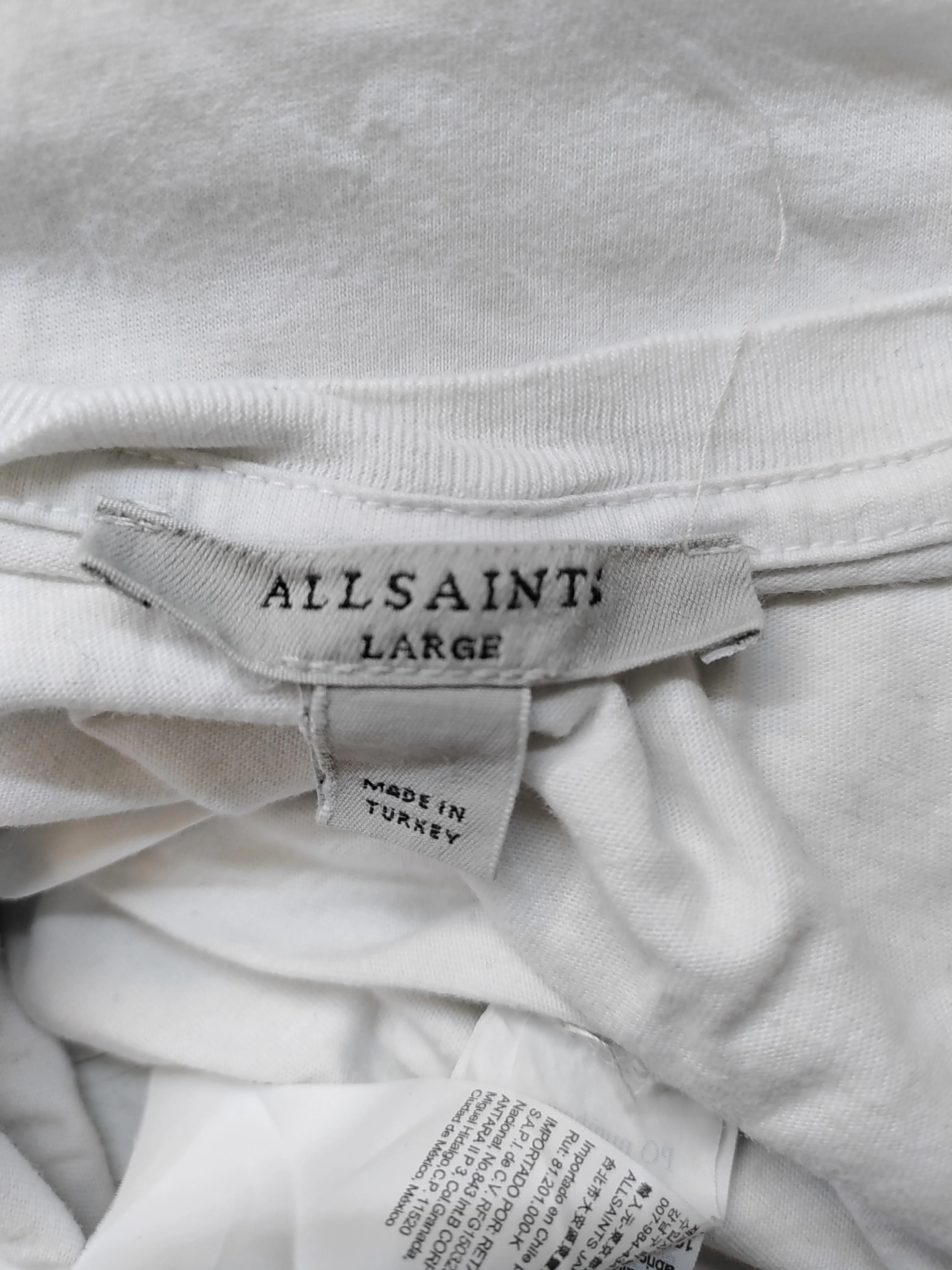 AllSaints Women's T-Shirt L White 100% Cotton Short Sleeve Round Neck Basic - Image 5
