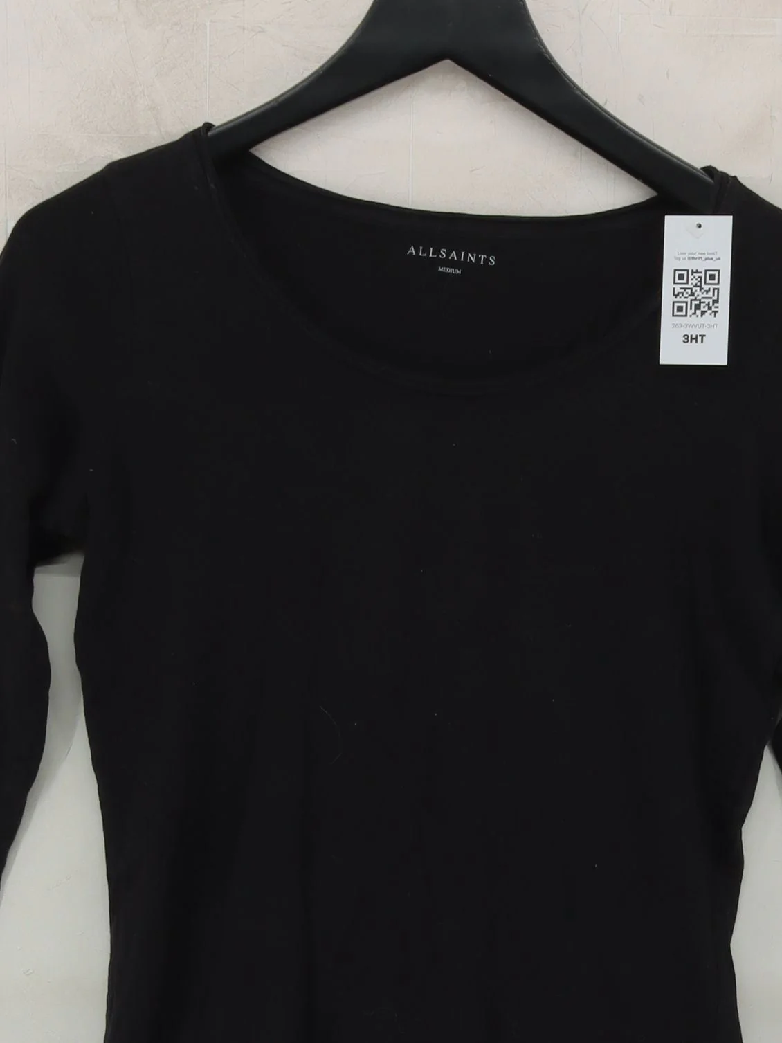 AllSaints Women's T-Shirt M Black 100% Cotton Short Sleeve Round Neck Basic - Image 3