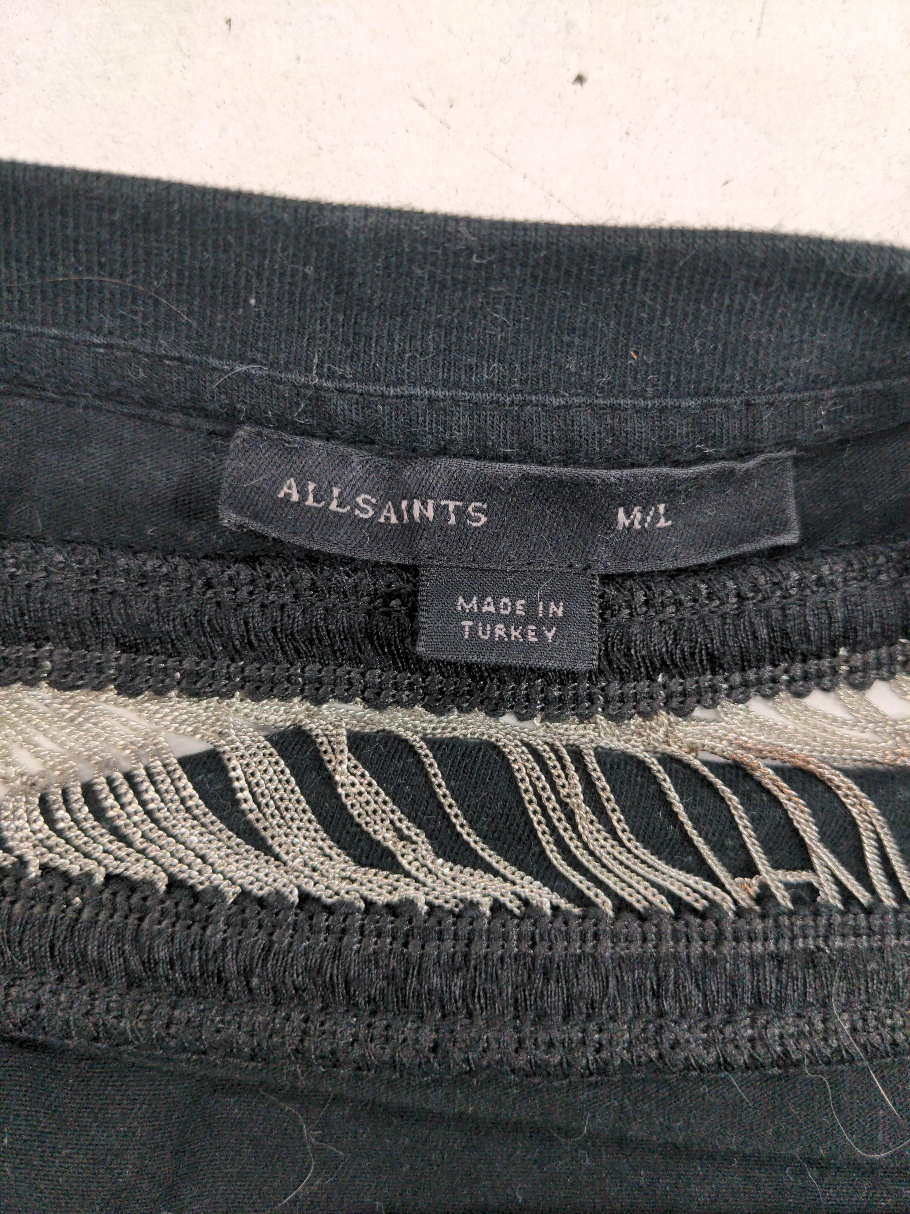 AllSaints Women's T-Shirt M Black 100% Cotton Short Sleeve Round Neck Basic - Image 5