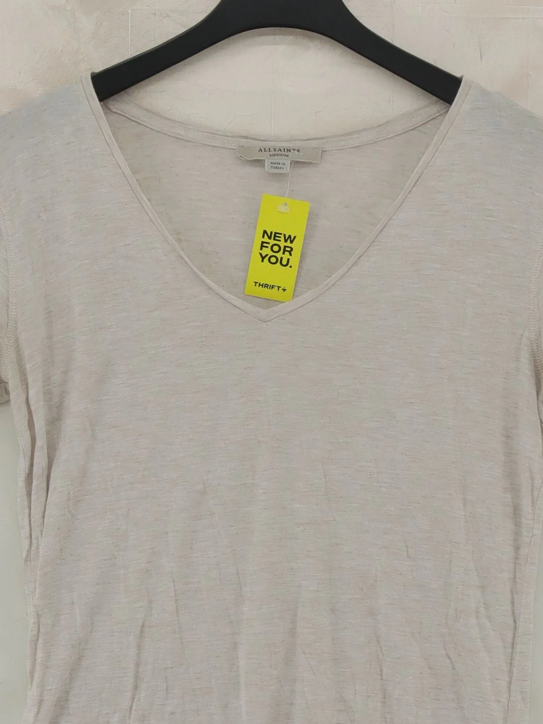 AllSaints Women's T-Shirt M Cream Viscose with Acrylic, Other Basic - Image 3