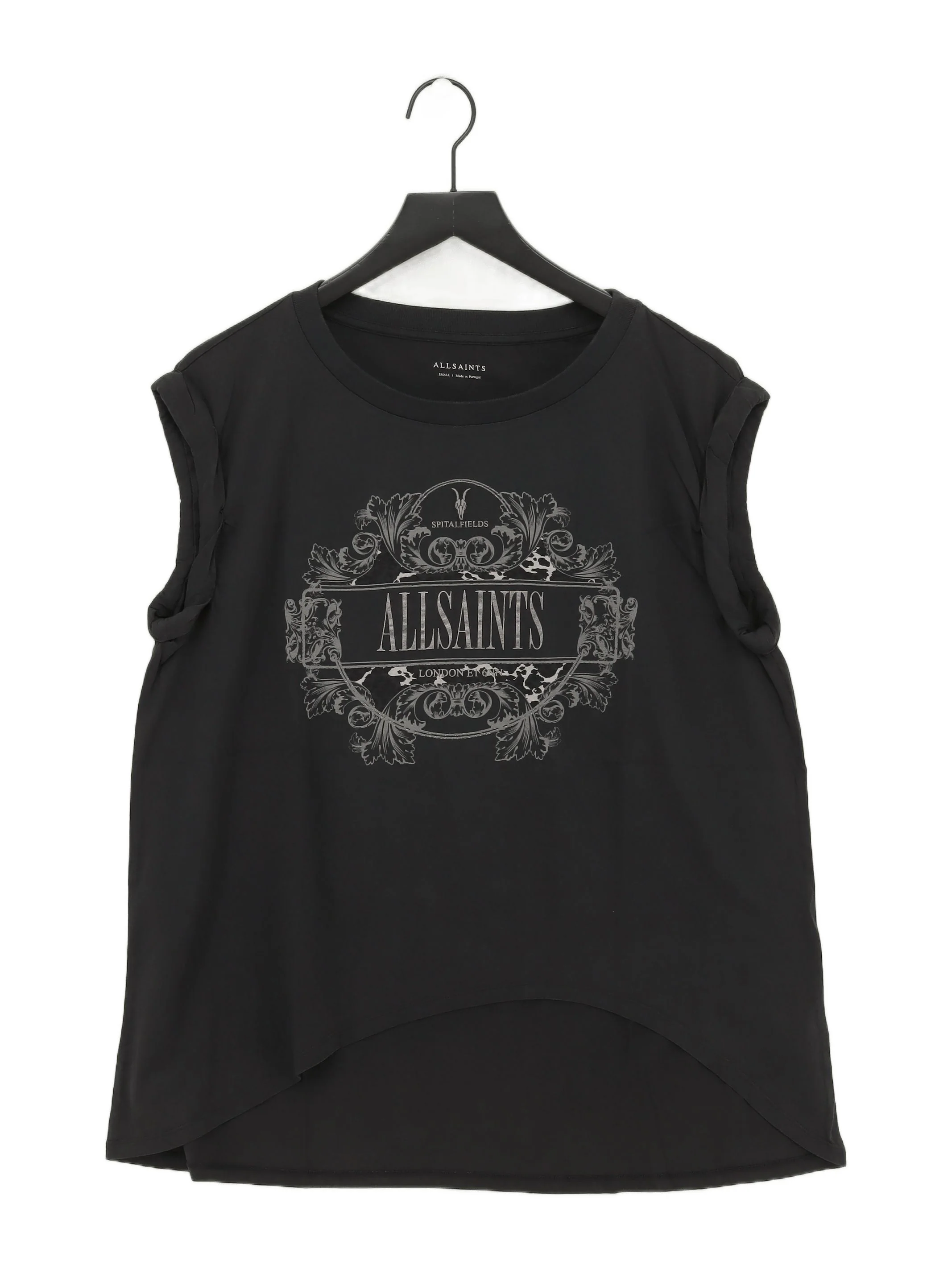 AllSaints Women's T-Shirt S Black 100% Cotton Basic New with tags