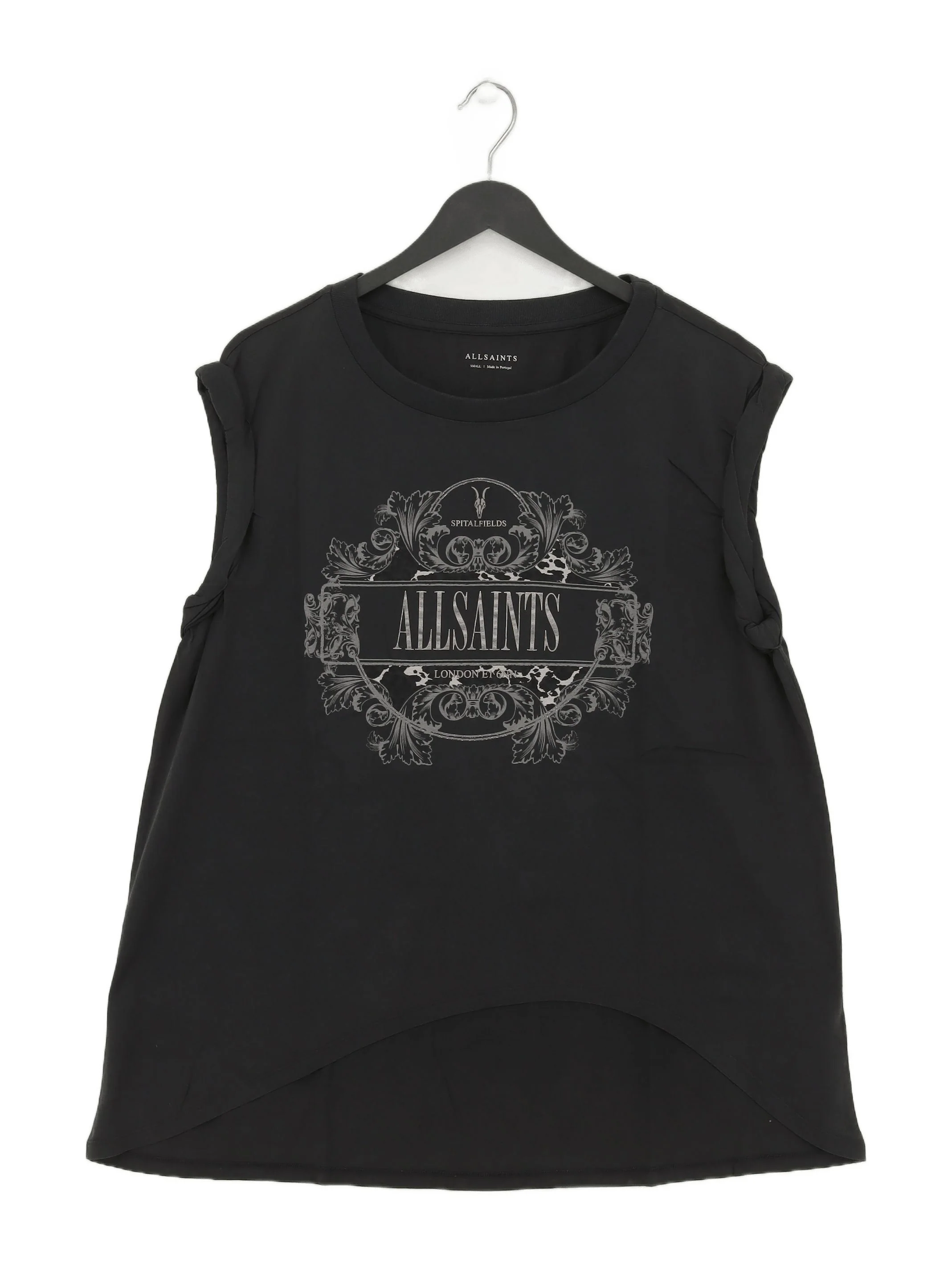 AllSaints Women's T-Shirt S Black 100% Cotton Basic New with tags