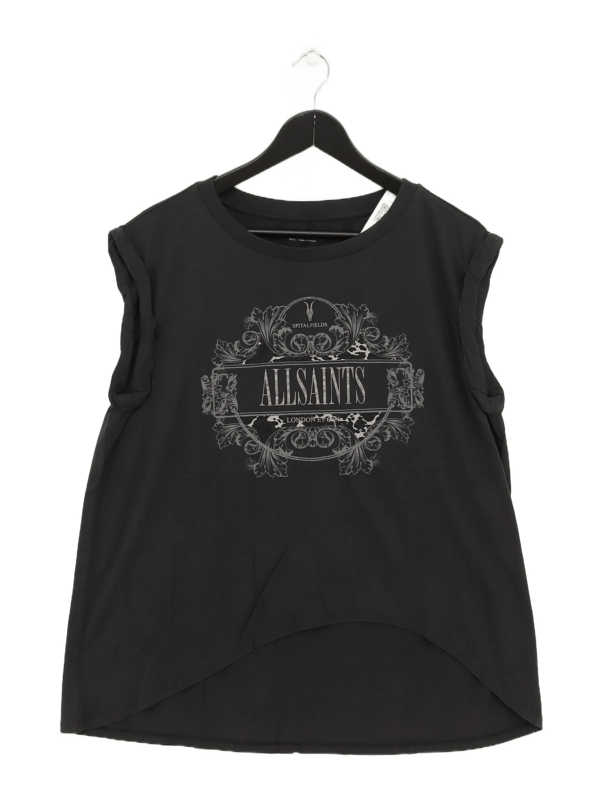 AllSaints Women's T-Shirt S Black 100% Cotton Basic New with tags