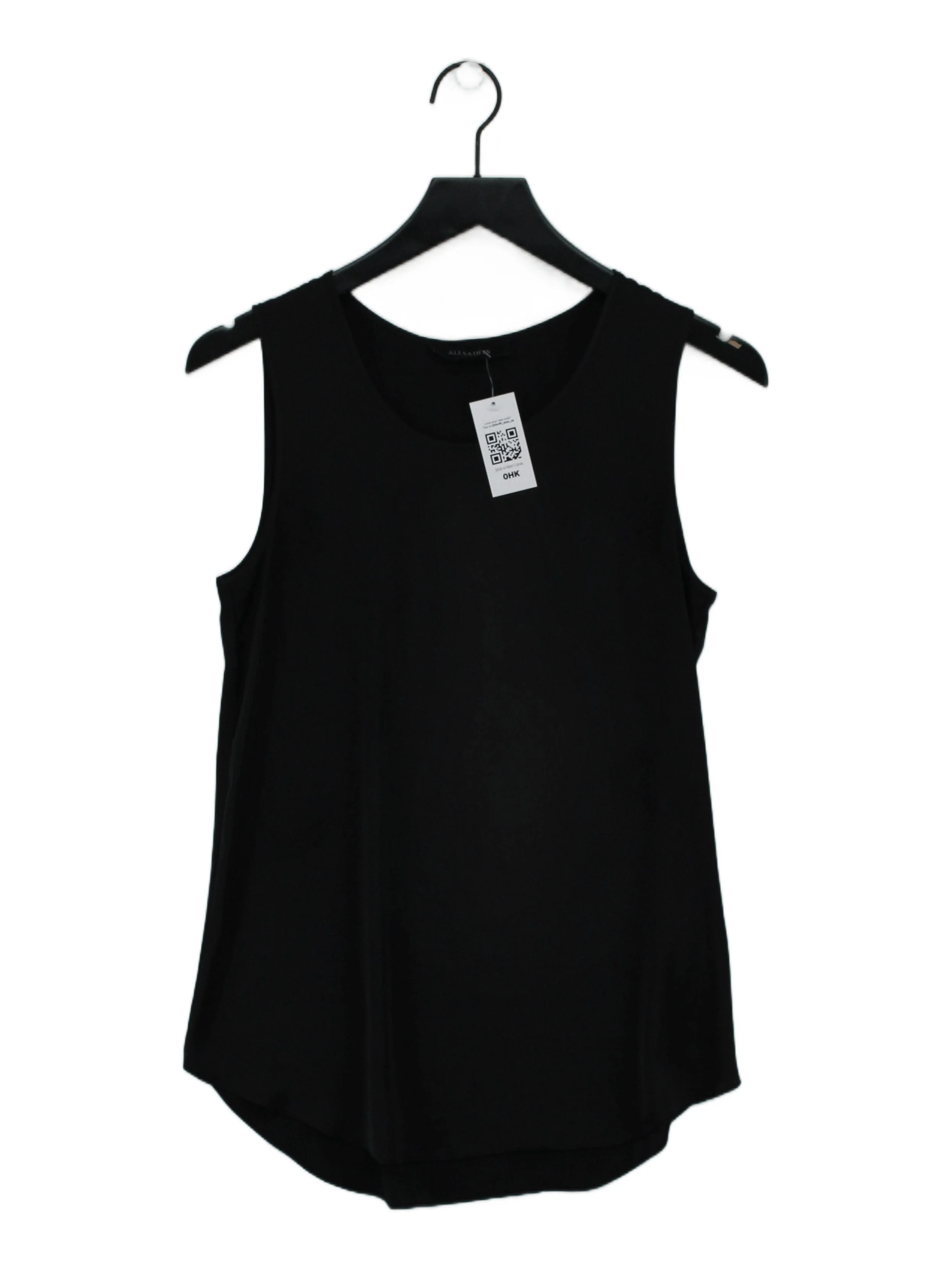 AllSaints Women's T-Shirt S Black 100% Polyester Sleeveless Round Neck Basic