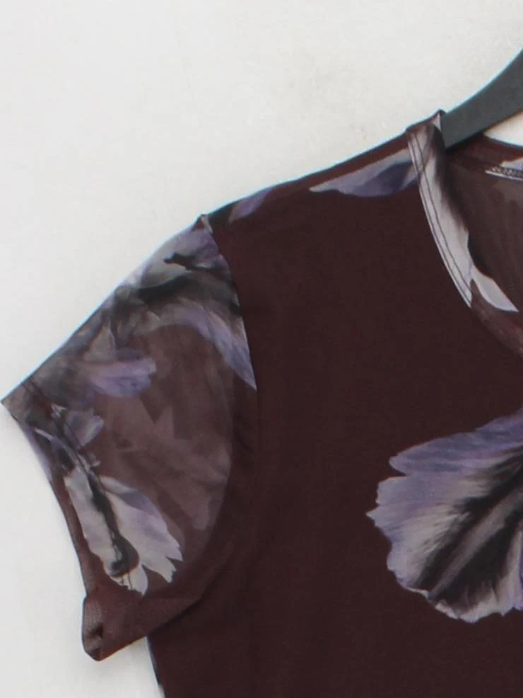 AllSaints Women's T-Shirt UK 10 Brown Polyester with Elastane Basic - Image 4