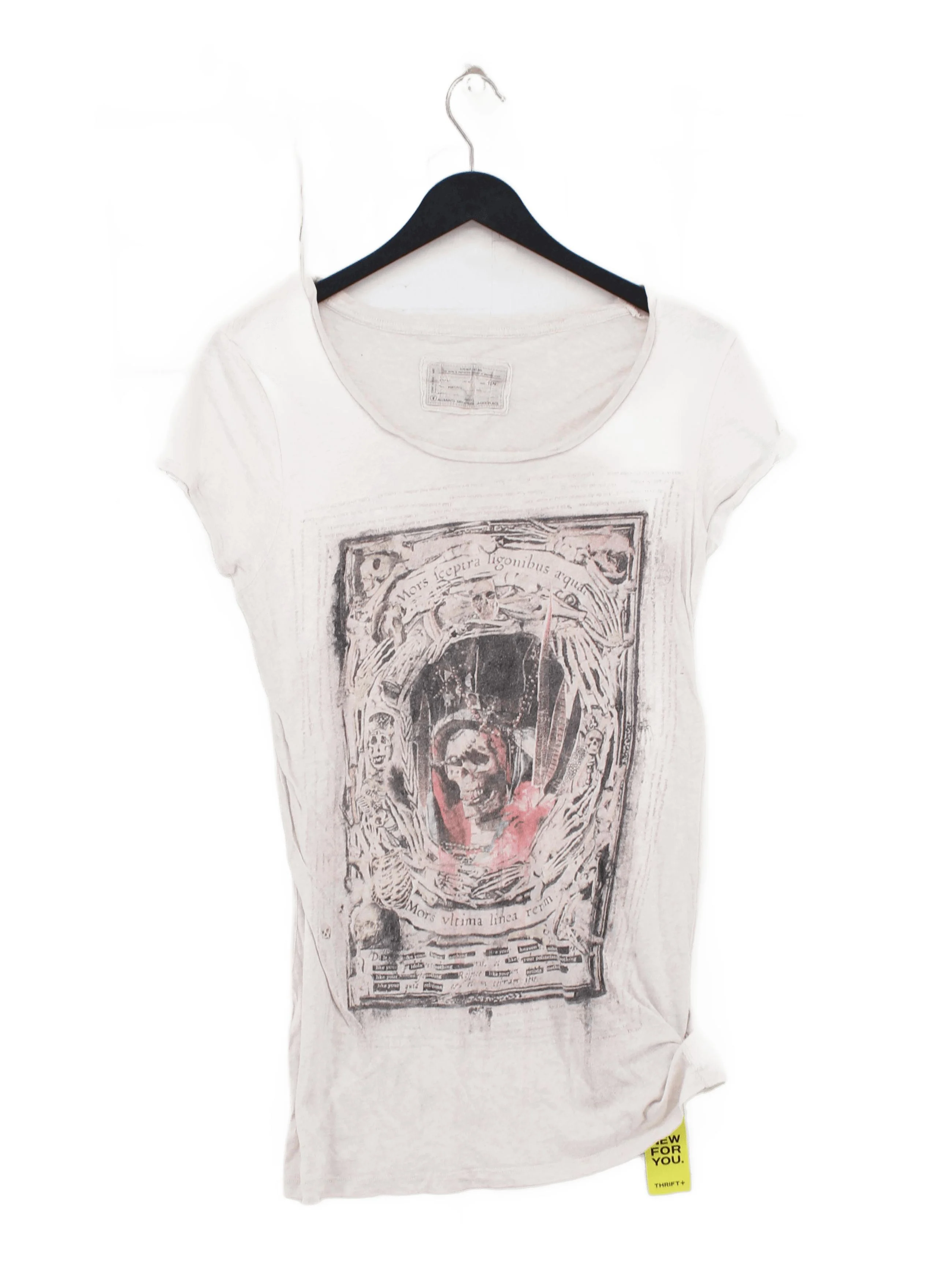 AllSaints Women's T-Shirt UK 10 Cream 100% Cotton Basic