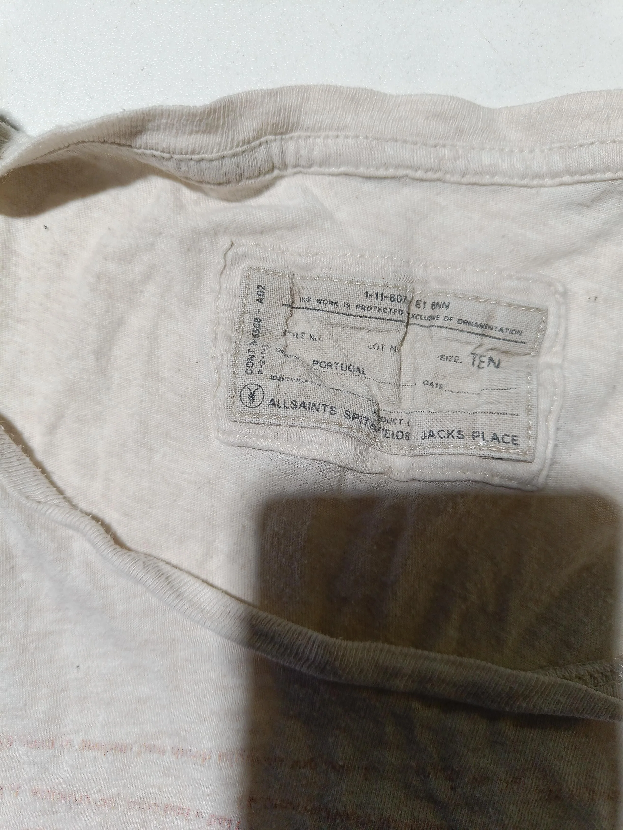 AllSaints Women's T-Shirt UK 10 Cream 100% Cotton Basic - Image 5