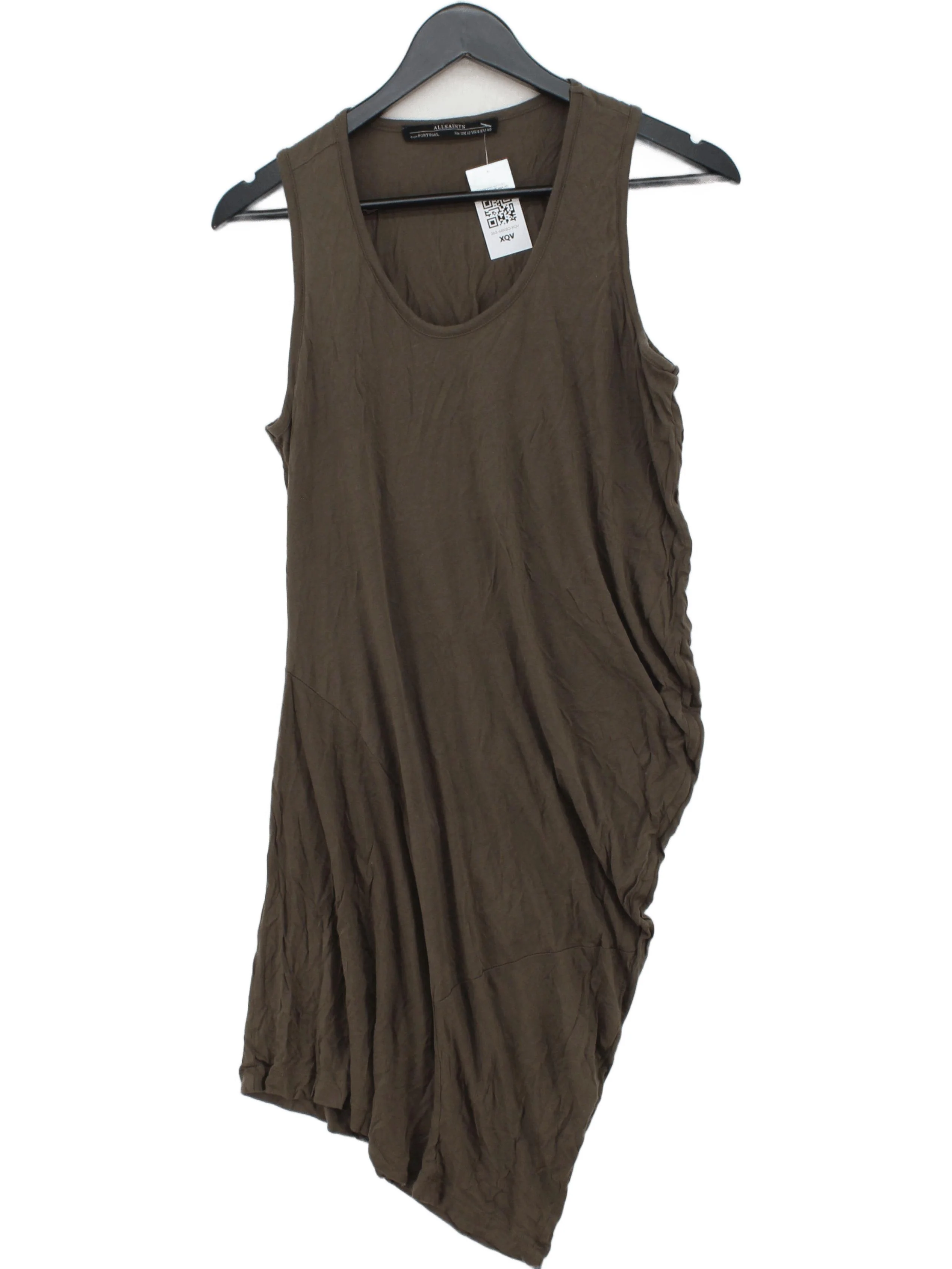 AllSaints Women's T-Shirt UK 12 Brown 100% Lyocell Modal Basic