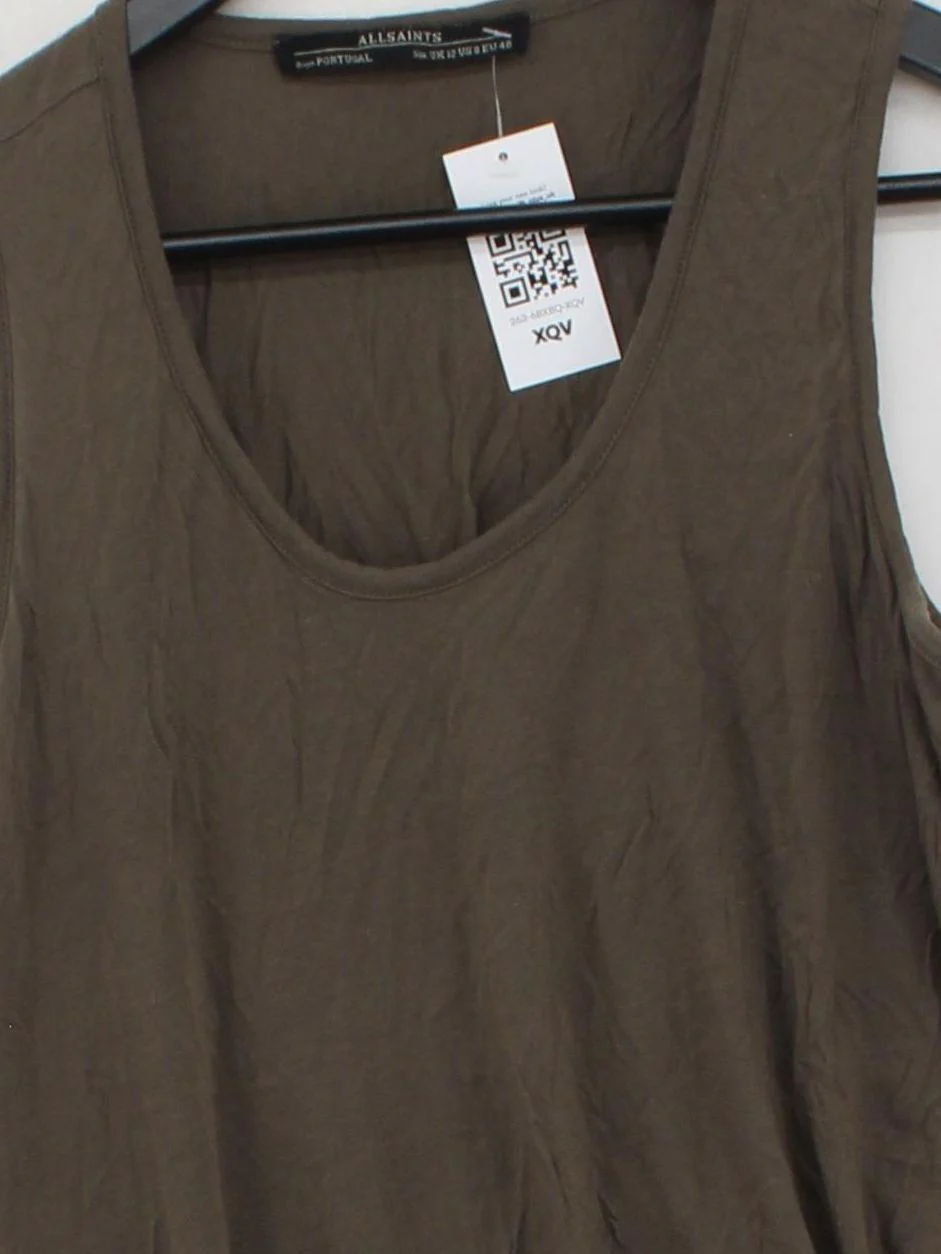 AllSaints Women's T-Shirt UK 12 Brown 100% Lyocell Modal Basic - Image 3