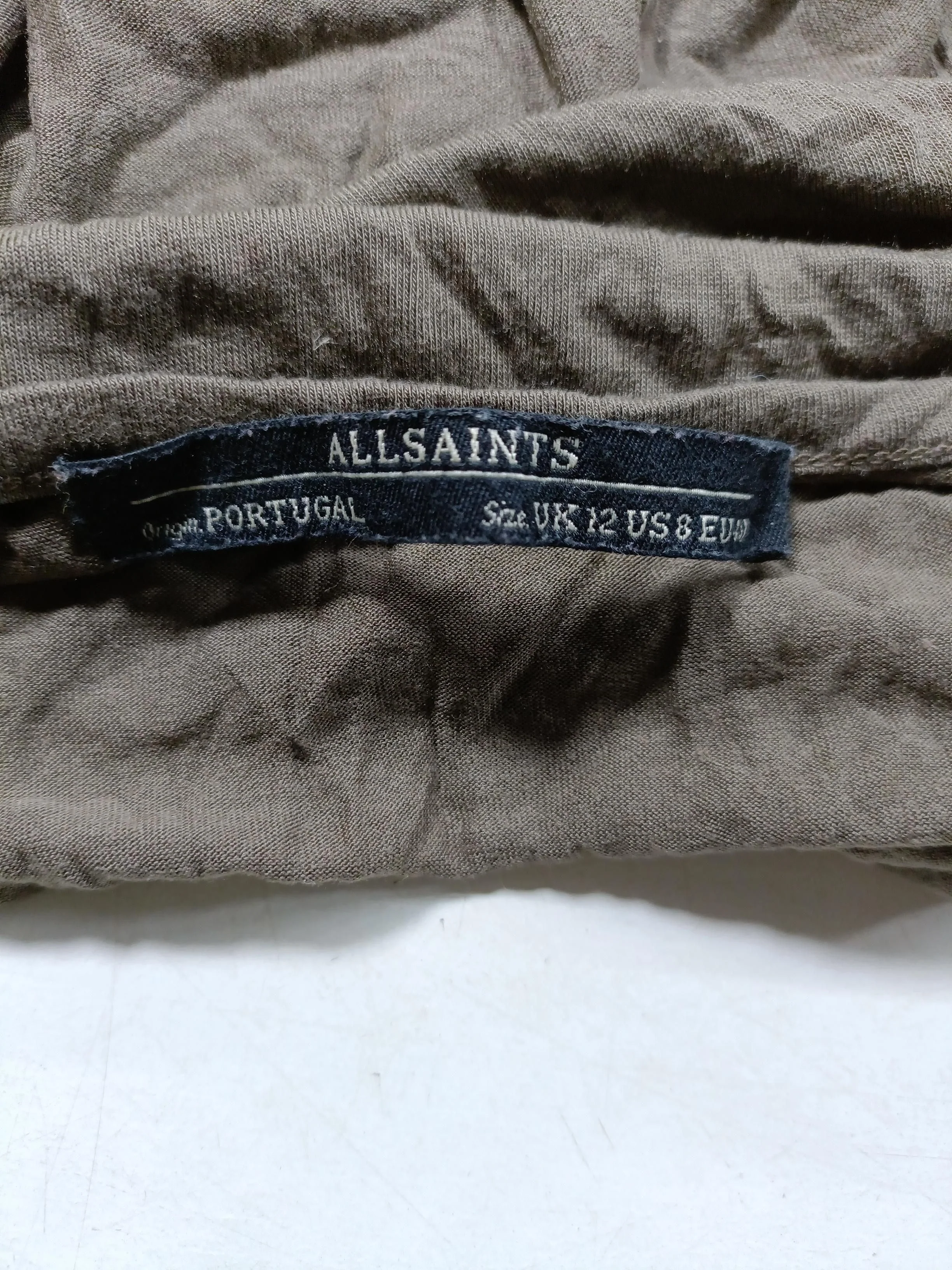 AllSaints Women's T-Shirt UK 12 Brown 100% Lyocell Modal Basic - Image 5