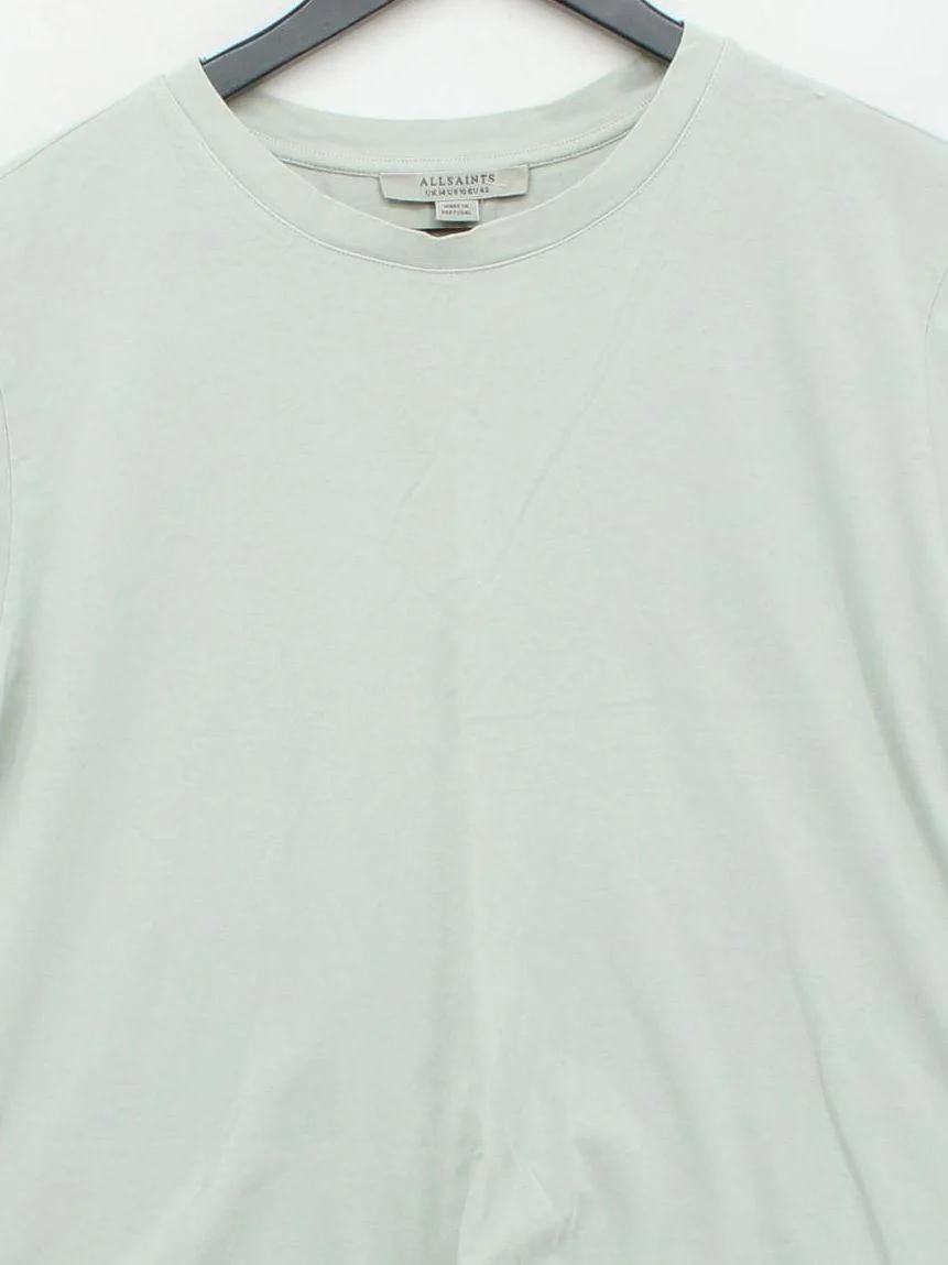 AllSaints Women's T-Shirt UK 14 Green 100% Cotton Short Sleeve Round Neck Basic - Image 3
