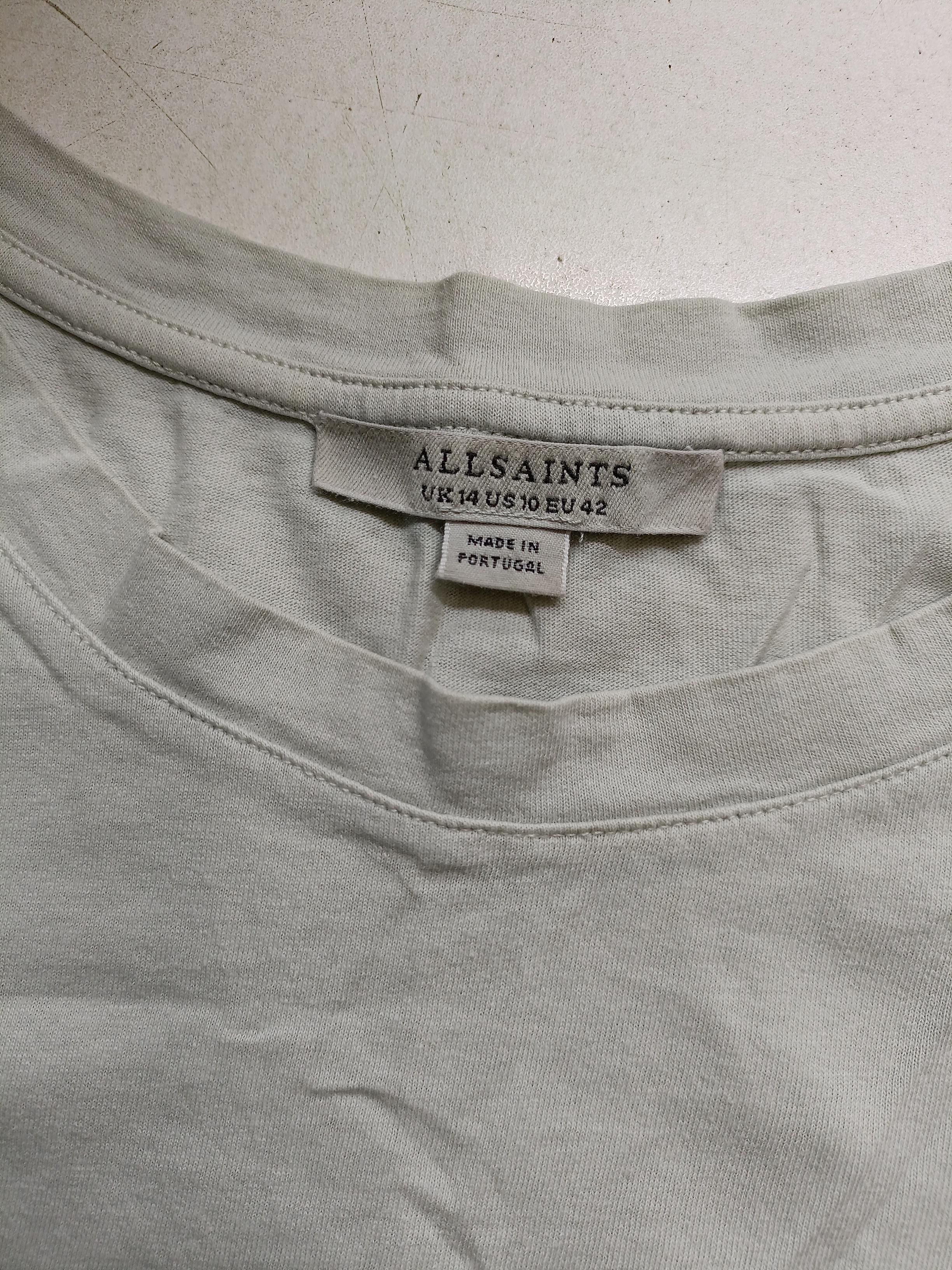 AllSaints Women's T-Shirt UK 14 Green 100% Cotton Short Sleeve Round Neck Basic - Image 5