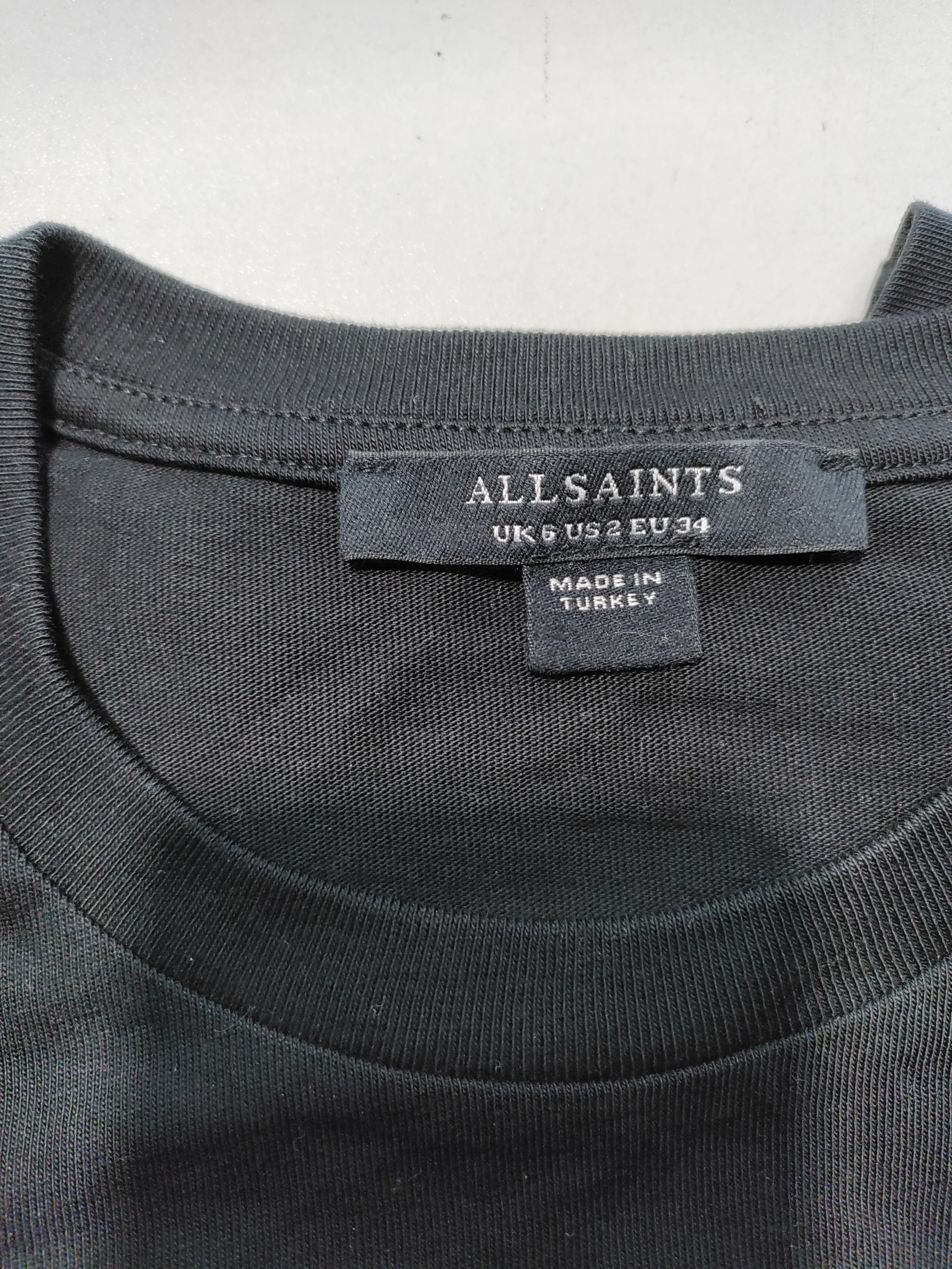 AllSaints Women's T-Shirt UK 6 Black Cotton with Polyamide, Elastane Basic - Image 5
