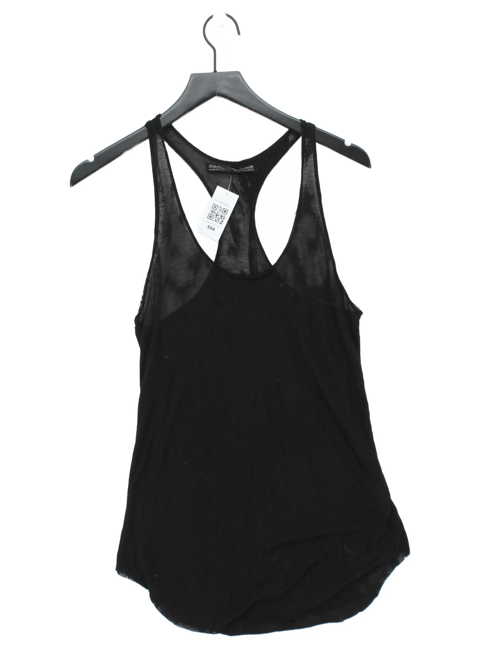 AllSaints Women's T-Shirt UK 8 Black Polyester with Cotton Basic