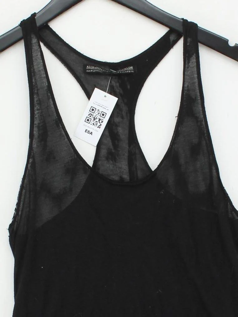 AllSaints Women's T-Shirt UK 8 Black Polyester with Cotton Basic - Image 3