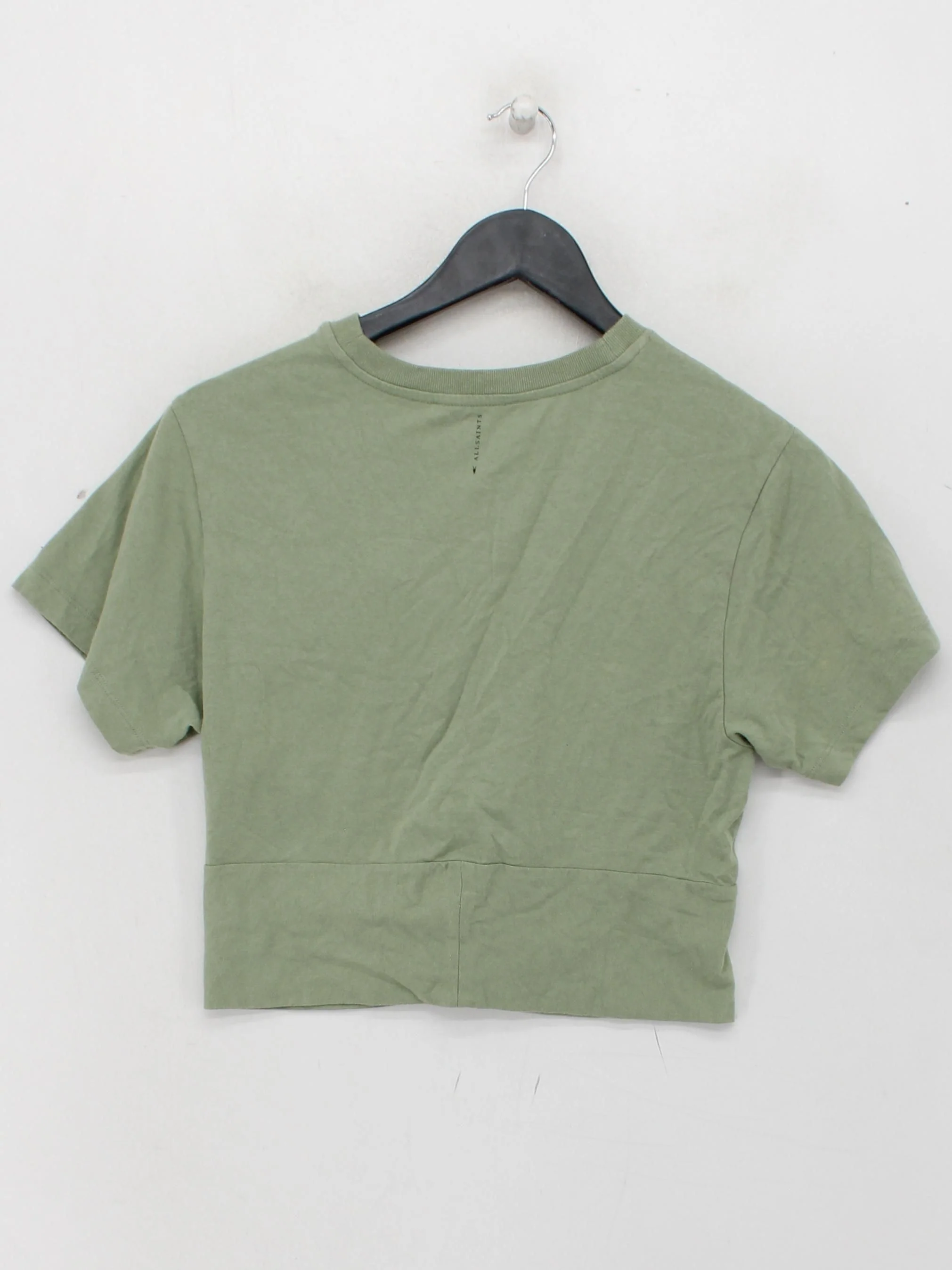 AllSaints Women's T-Shirt UK 8 Green 100% Cotton Short Sleeve Round Neck Basic - Image 2