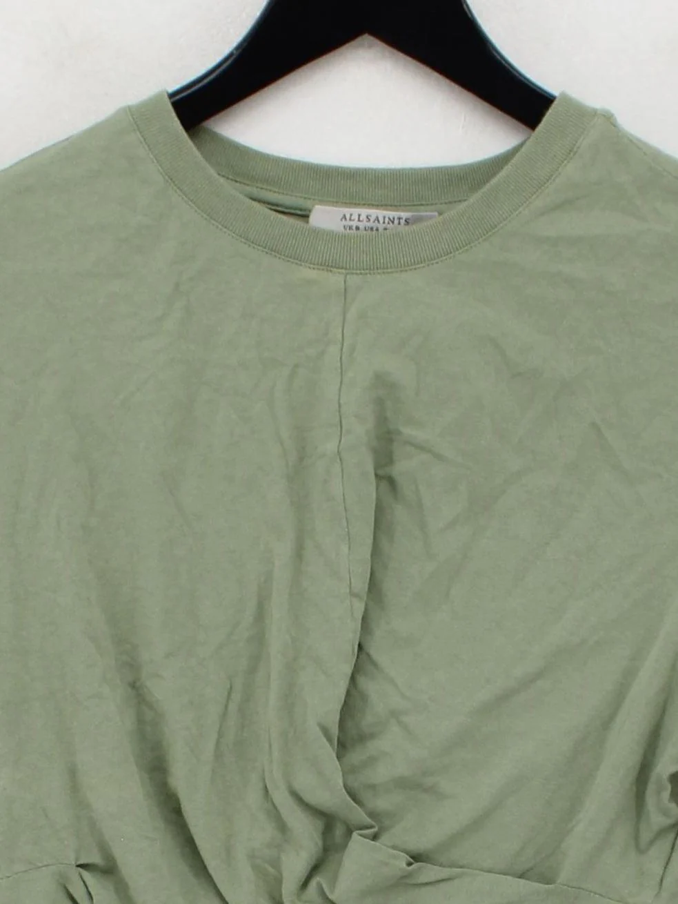 AllSaints Women's T-Shirt UK 8 Green 100% Cotton Short Sleeve Round Neck Basic - Image 3